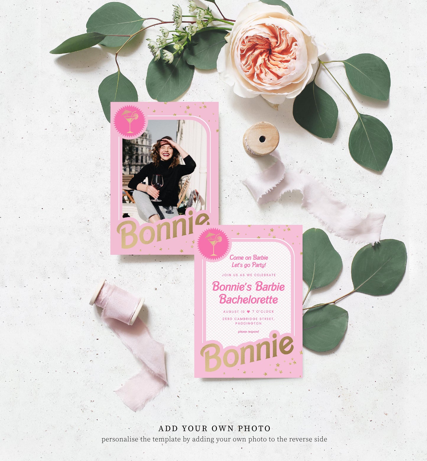 Barbie Party Pink Gold | Printable Bachelorette Party Invitation Template