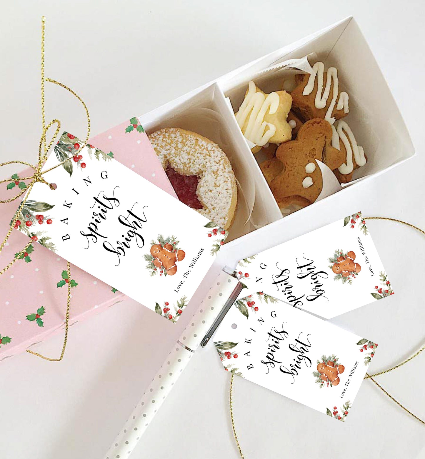 Nutmeg Noel | Printable Baking Spirits Bright Christmas Gift Tag Template