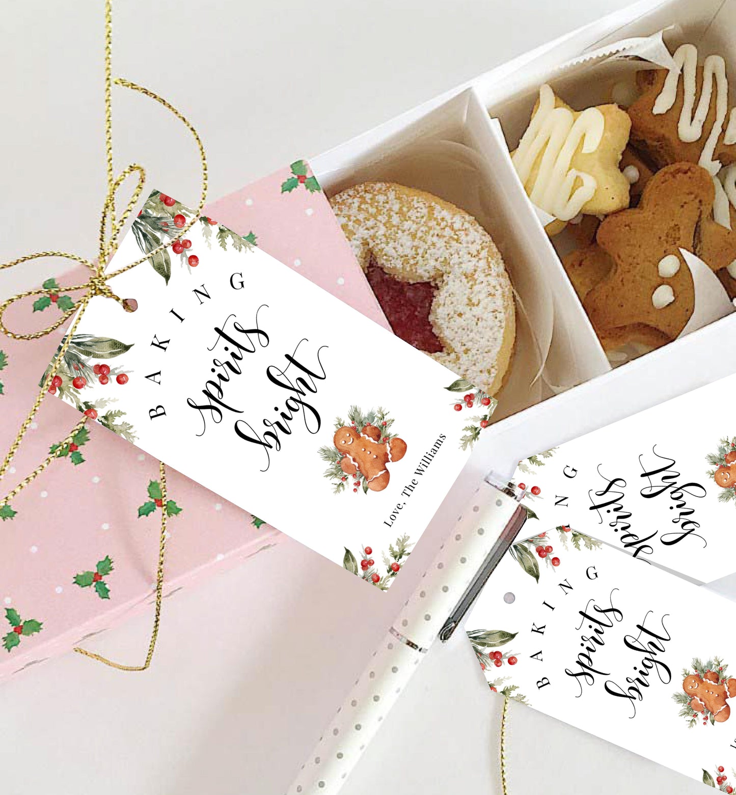 Nutmeg Noel | Printable Baking Spirits Bright Christmas Gift Tag Template