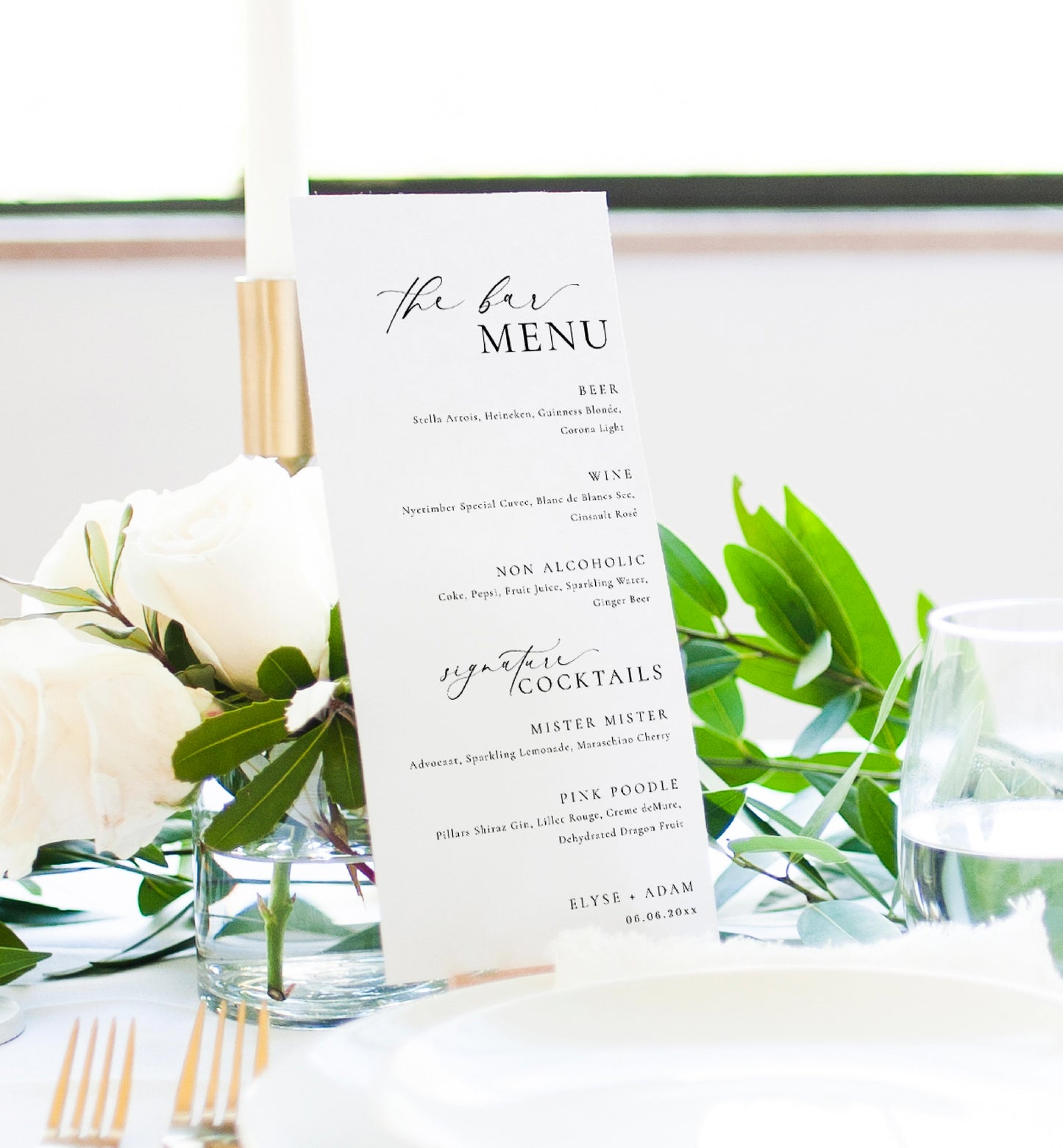 Wedding Bar Menu Template, Elegant Wedding Drinks Menu, Editable Modern Minimalist Wedding Bar Menu, Printable Drinks Menu, Ellesmere