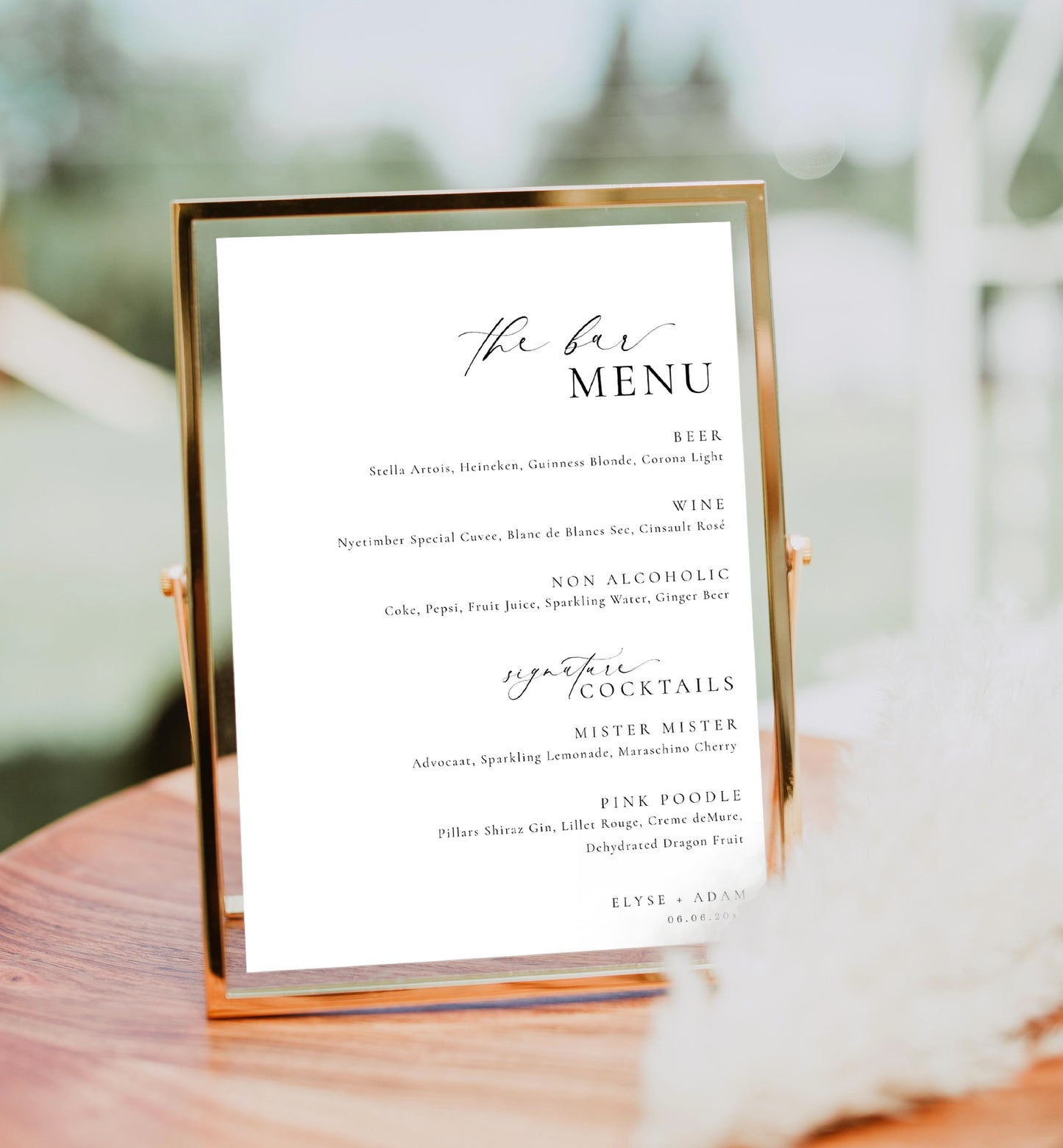 Wedding Bar Menu Template, Elegant Wedding Drinks Menu, Editable Modern Minimalist Wedding Bar Menu, Printable Drinks Menu, Ellesmere