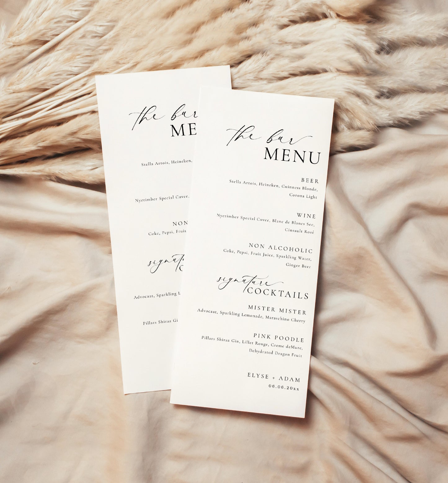 The Bar Menu Sign, Printable Wedding Bar Menu Template, Minimalist Wedding Bar Menu, Simple Elegant Wedding Drinks Menu, Ellesmere