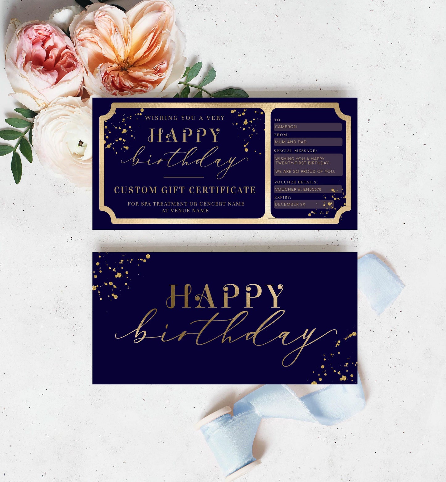 Paintly Navy Gold | Printable Custom Gift Voucher
