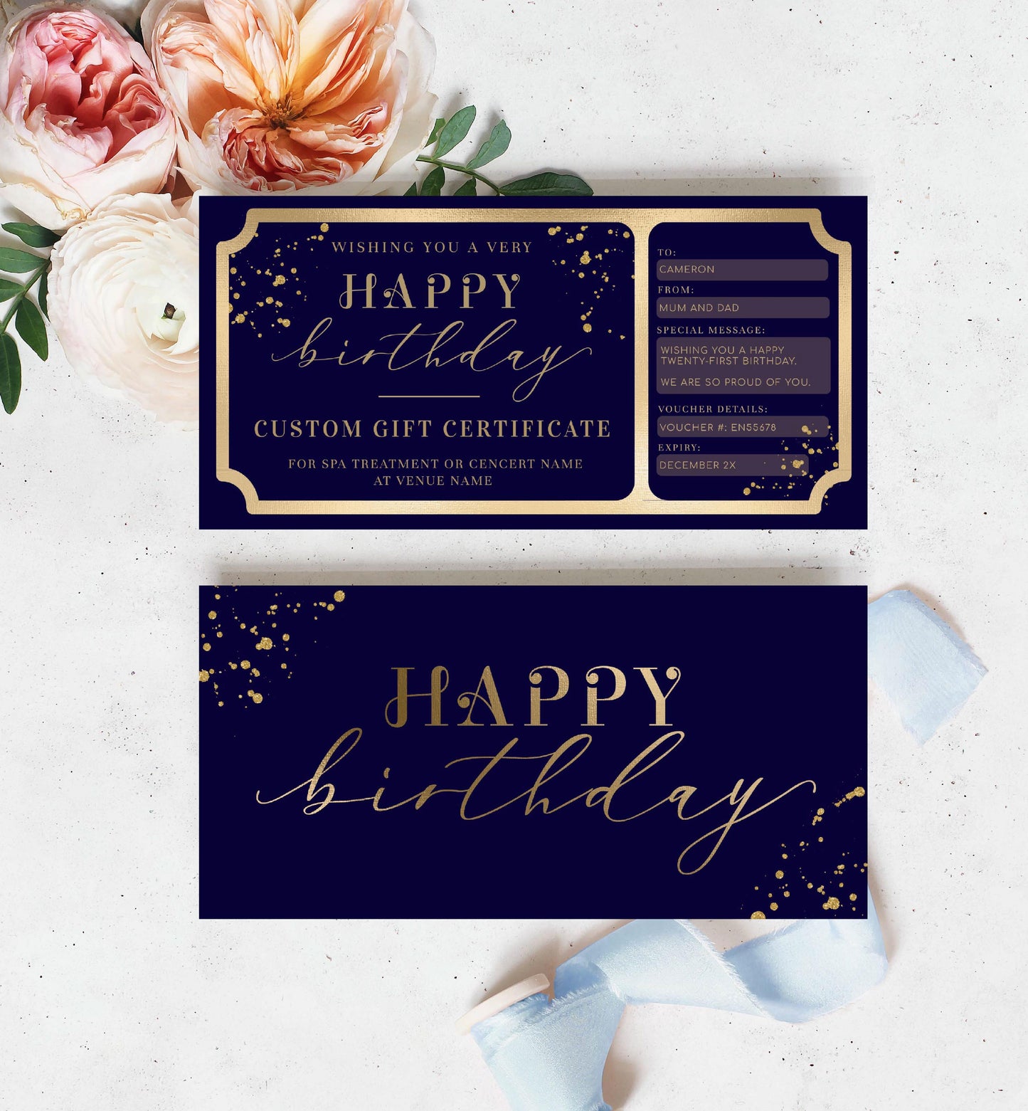 Paintly Navy Gold | Printable Custom Gift Voucher