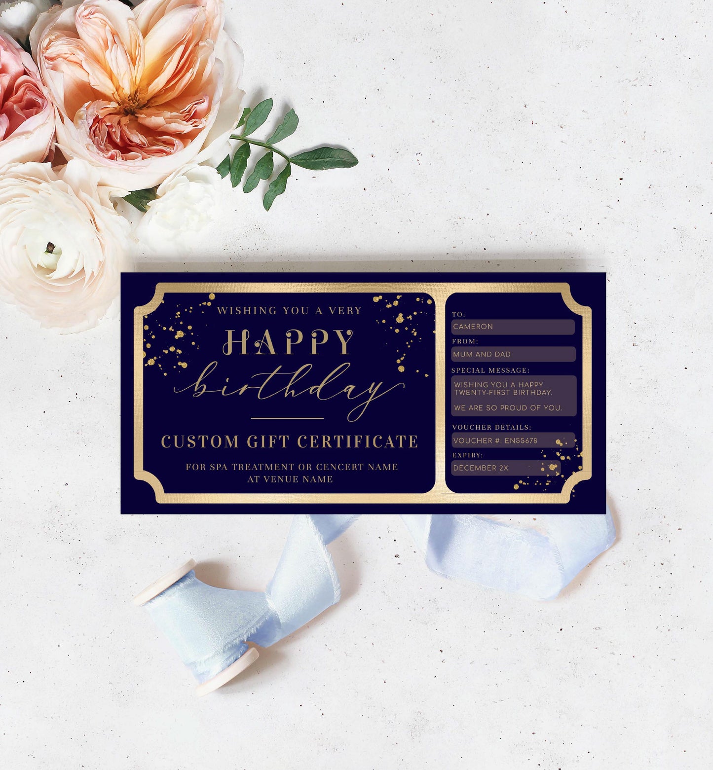 Paintly Navy Gold | Printable Custom Gift Voucher