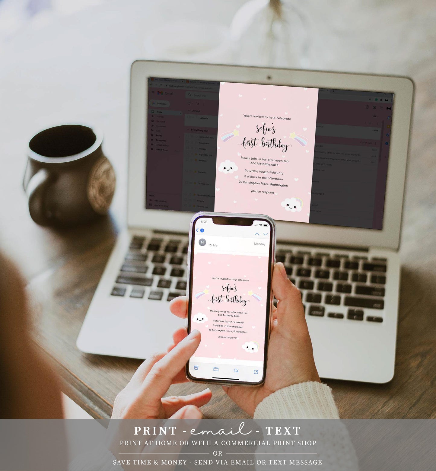 Sofia Cloud | Birthday Invitation - Black Bow Studio