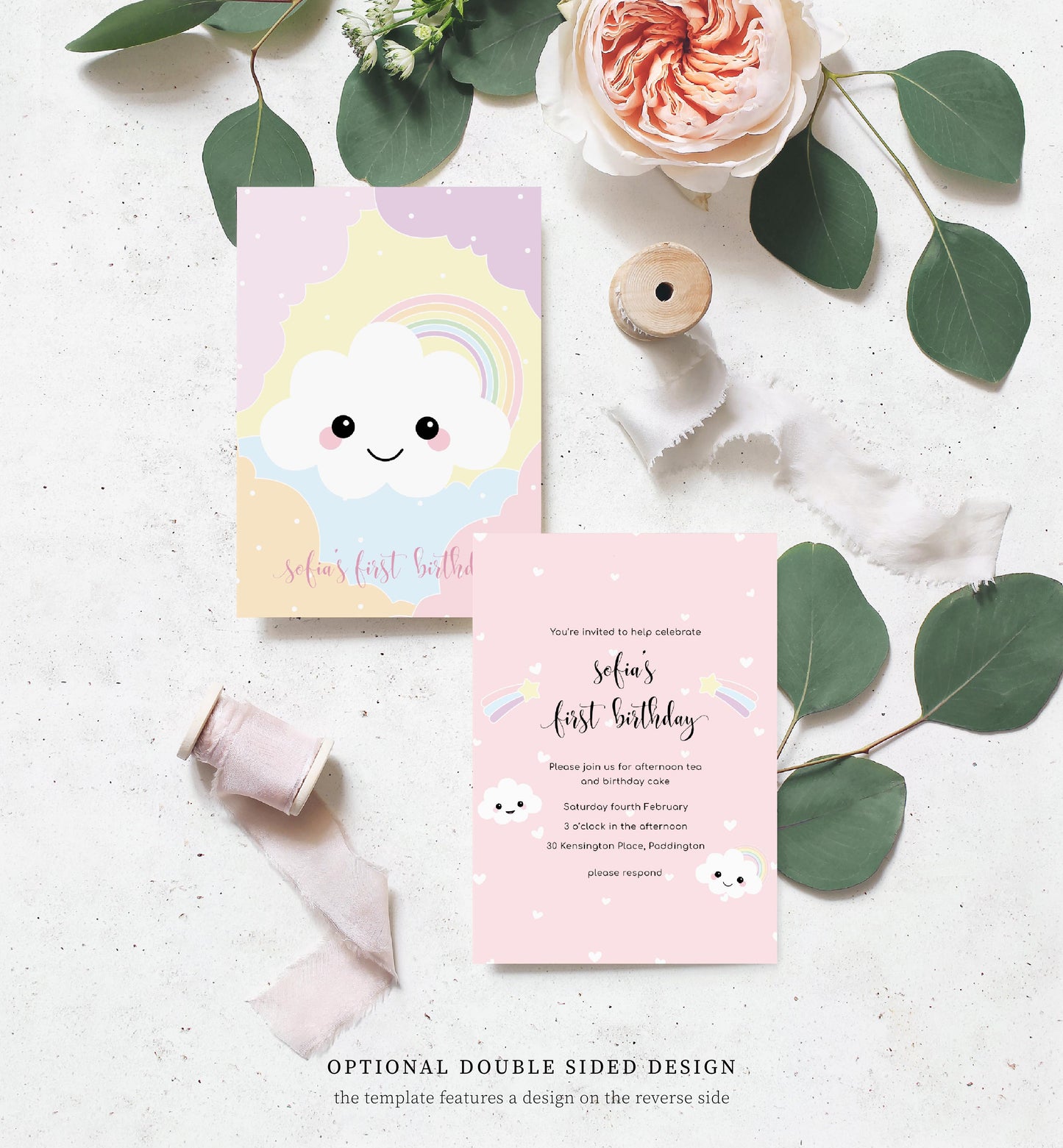 Sofia Cloud | Birthday Invitation - Black Bow Studio