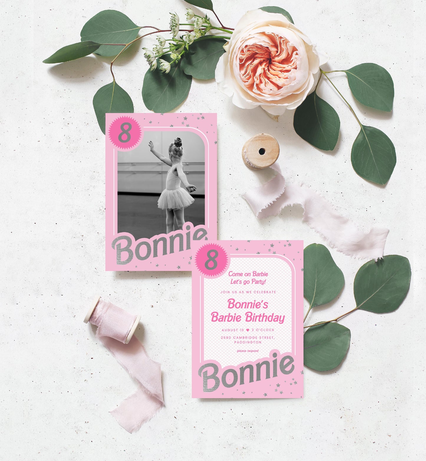 Barbie Party Pink Silver | Printable Birthday Invitation Template