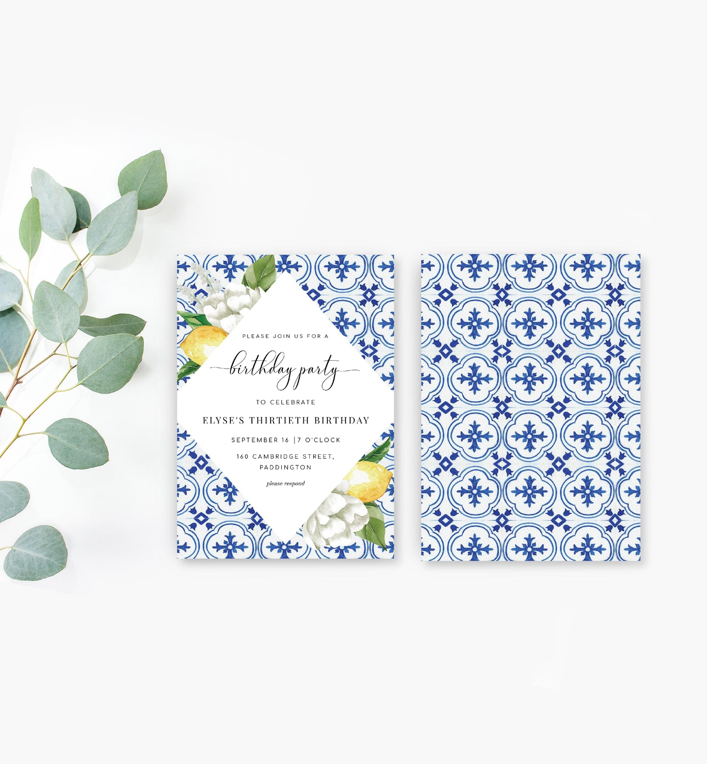 The Med Lemons | Printable Birthday Invitation - Black Bow Studio