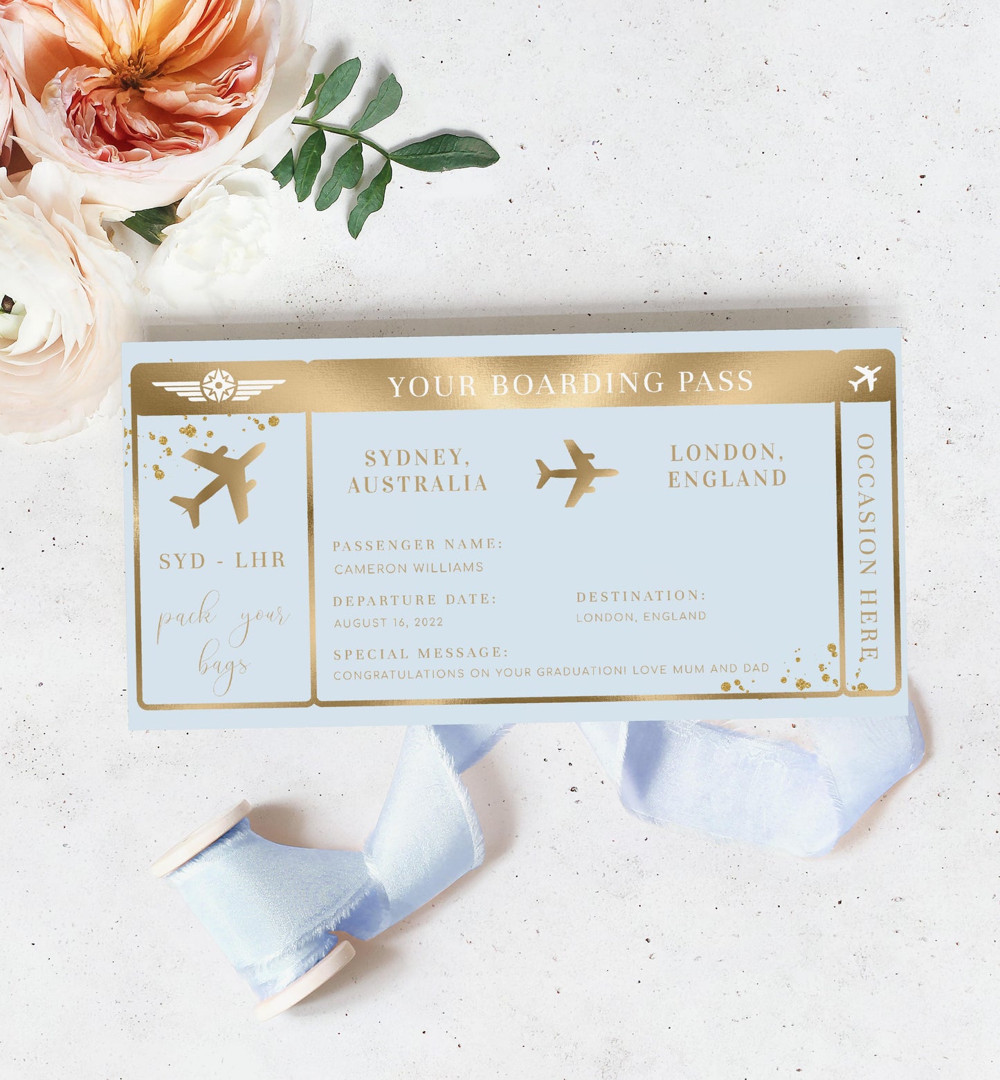 Paintly Blue | Printable Boarding Pass - Black Bow Studio