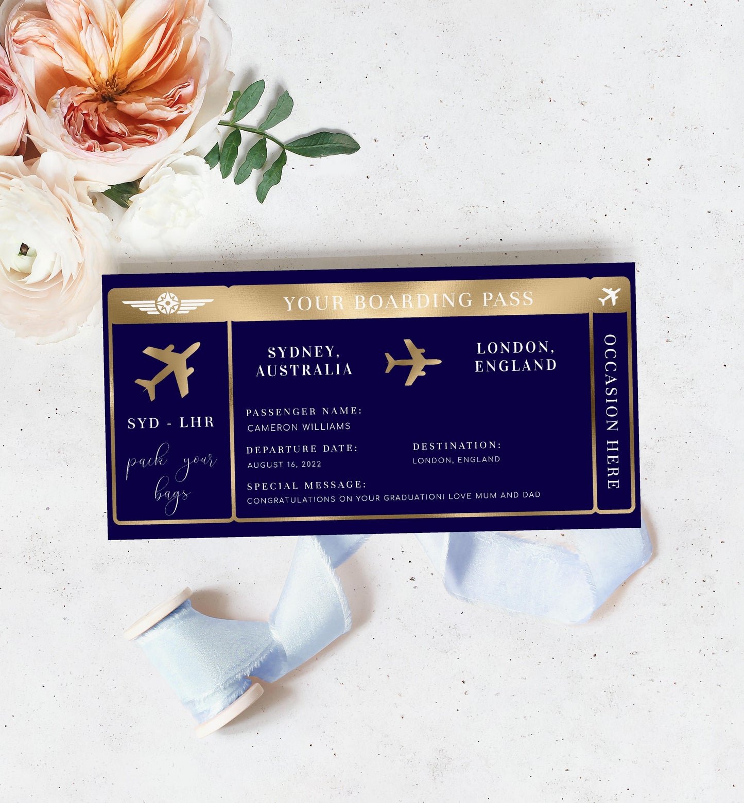 Paintly Navy Blue | Printable Boarding Pass - Black Bow Studio