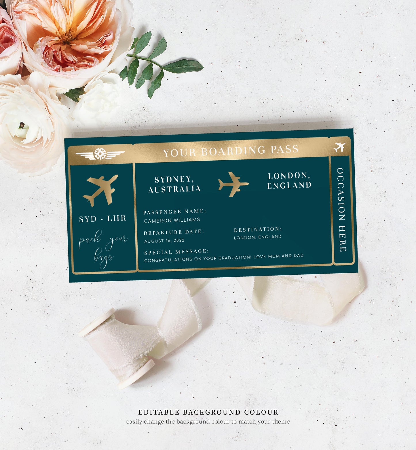 Paintly Navy Blue | Printable Boarding Pass - Black Bow Studio