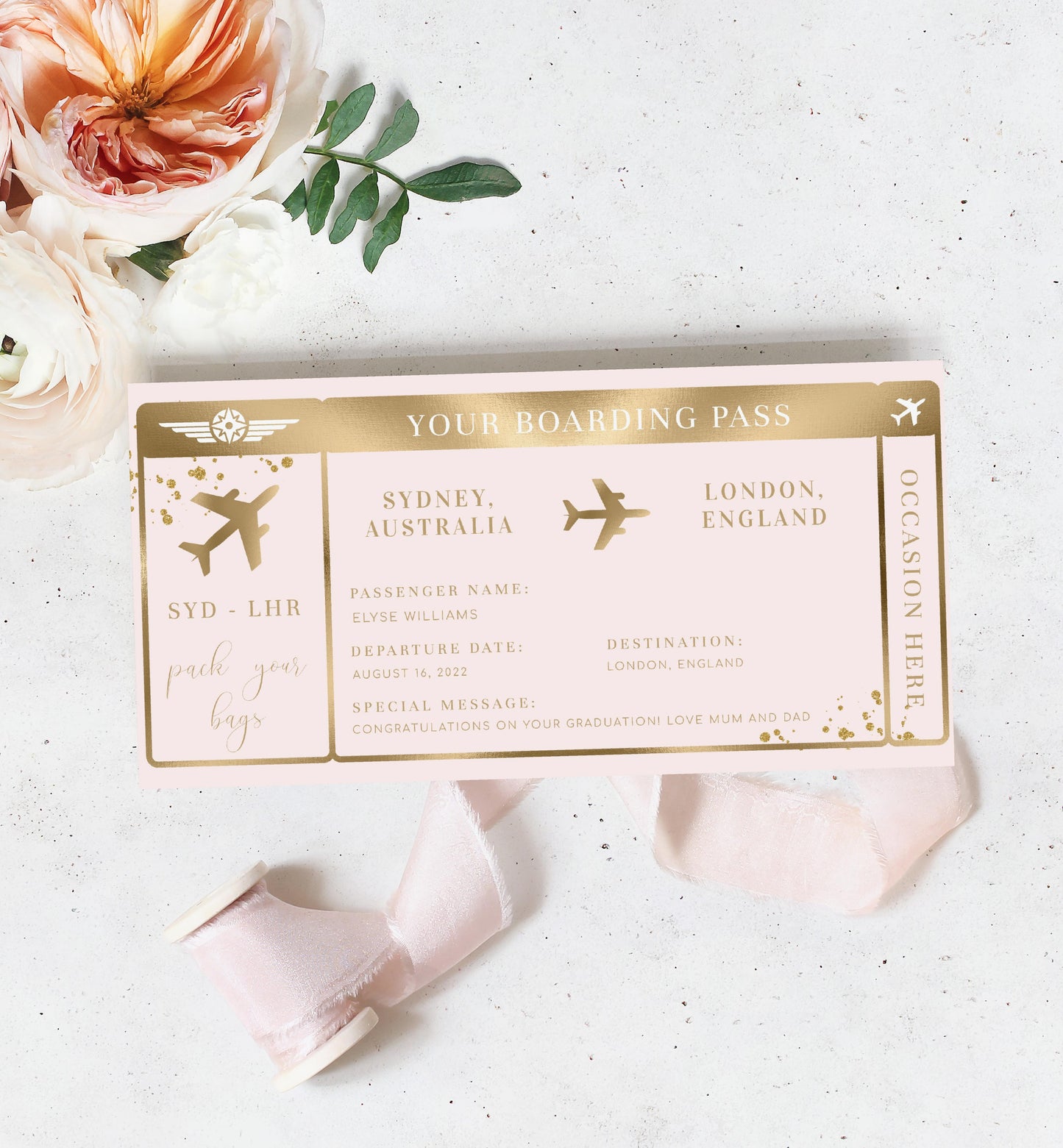 Paintly Pink | Printable Boarding Pass - Black Bow Studio