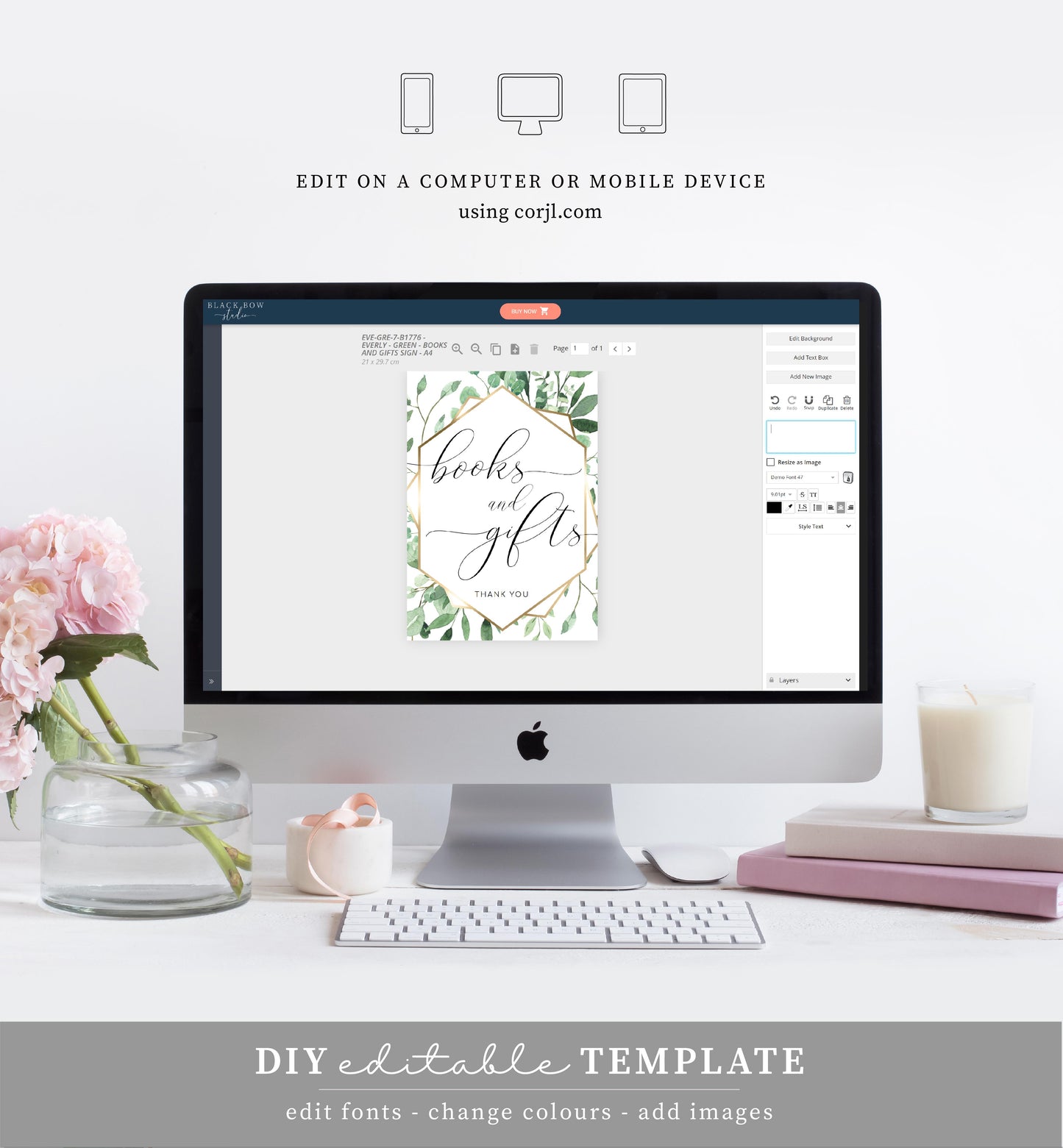 Everly Greenery | Printable Books & Gifts Sign Template