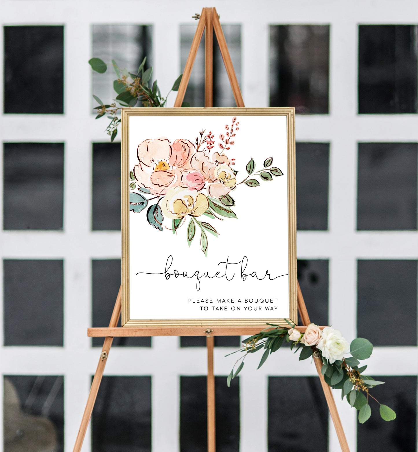 Cambridge Floral Multi | Printable Bouquet Bar Sign Template