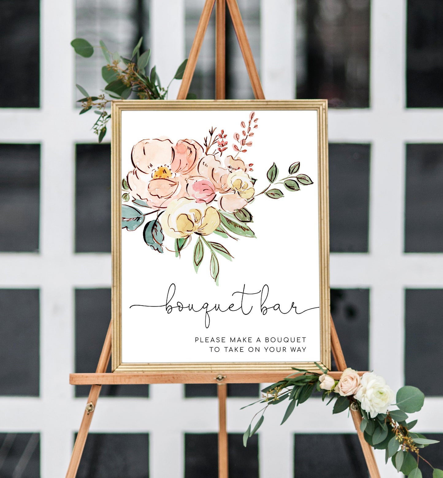 Cambridge Floral Multi | Printable Bouquet Bar Sign Template