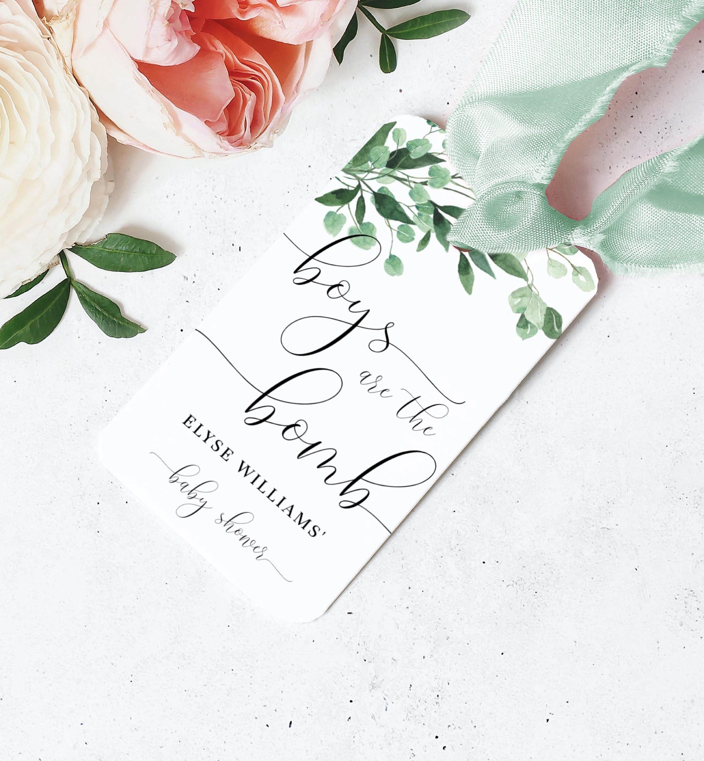 Everly Greenery | Printable Bath Bomb Favour Tags Template