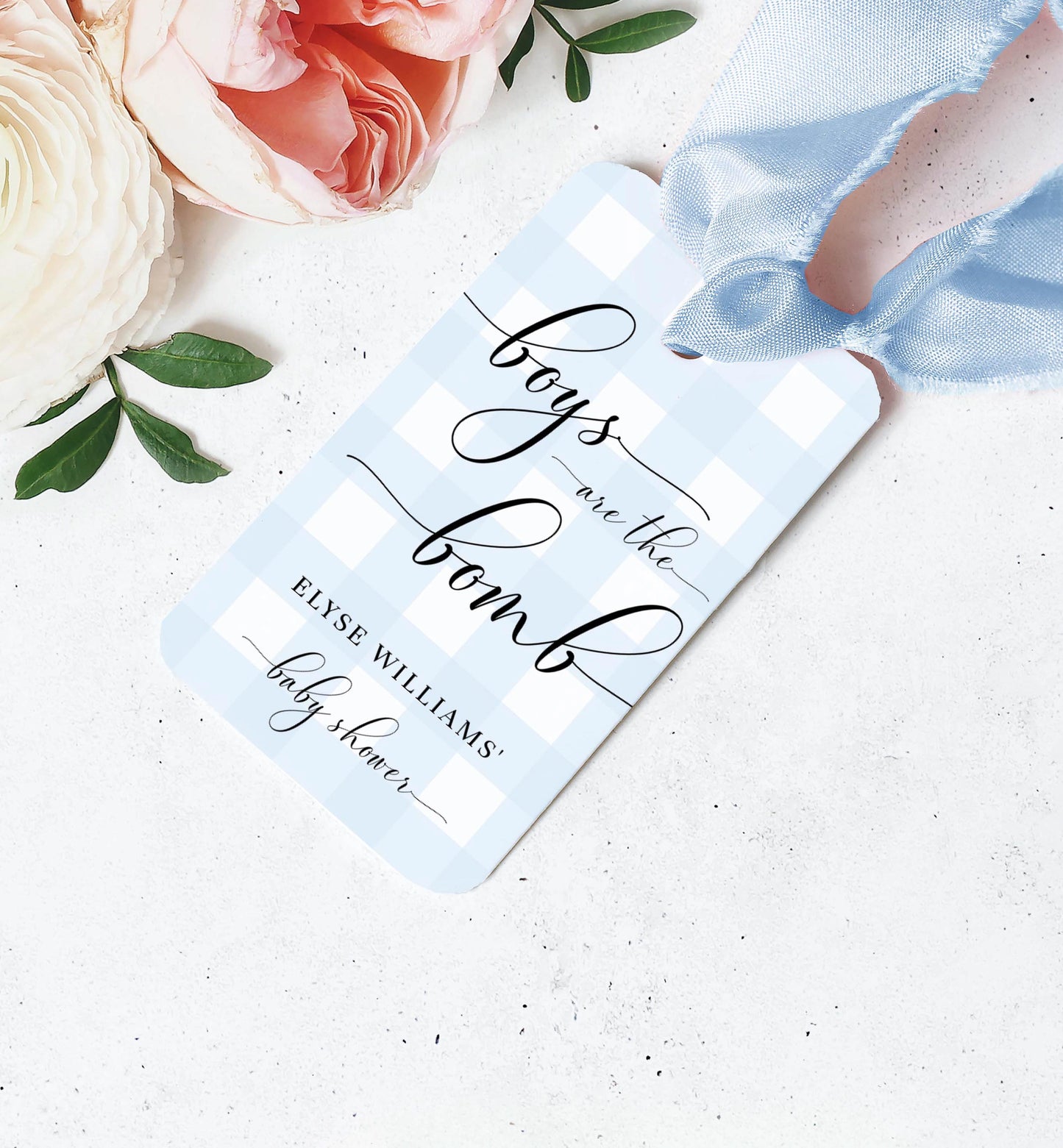 Gingham Blue | Printable Bath Bomb Favour Tags