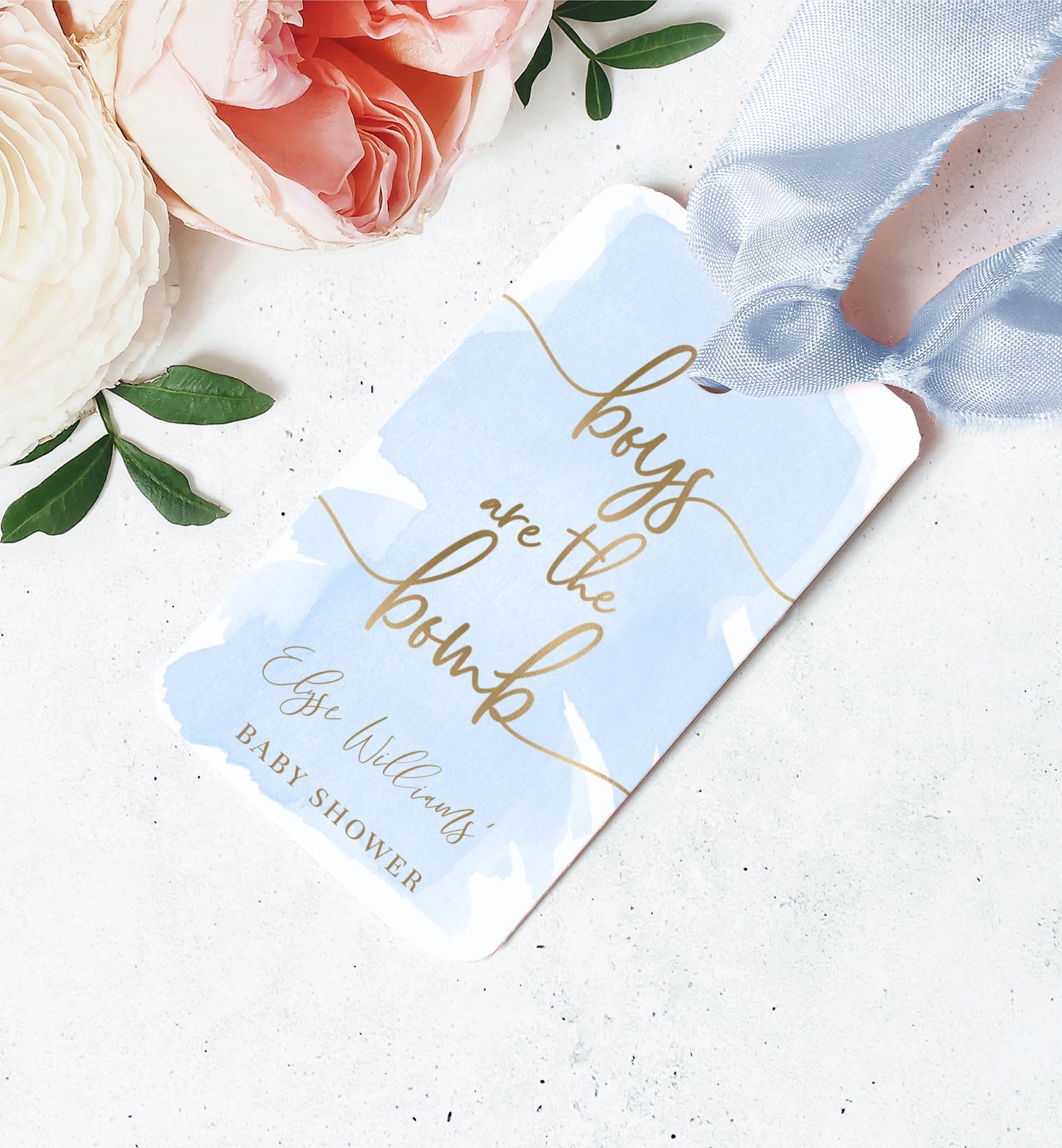 Boys Are The Bomb Tag, Printable Boy Baby Shower Bath Bomb Favor Tag, Blue Watercolor, Boy Baby Shower Thank You Favor Tag
