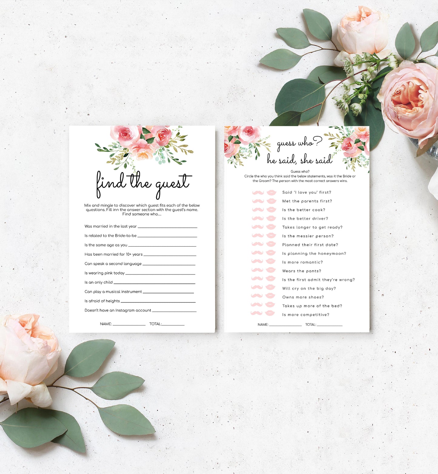 Ashton Floral White | Printable Bridal Shower Games Bundle Template
