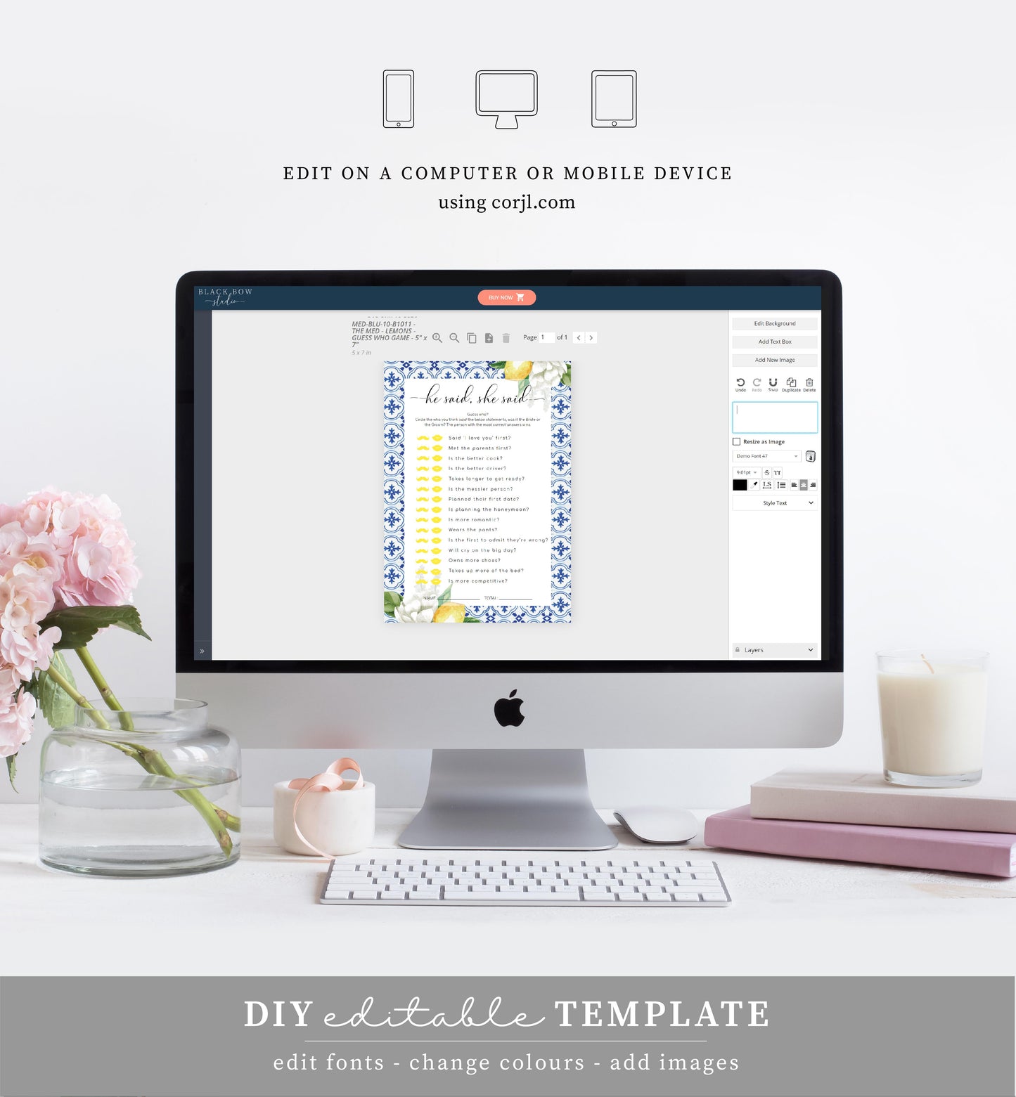 The Med Lemons | Printable Bridal Shower Games Bundle - Black Bow Studio