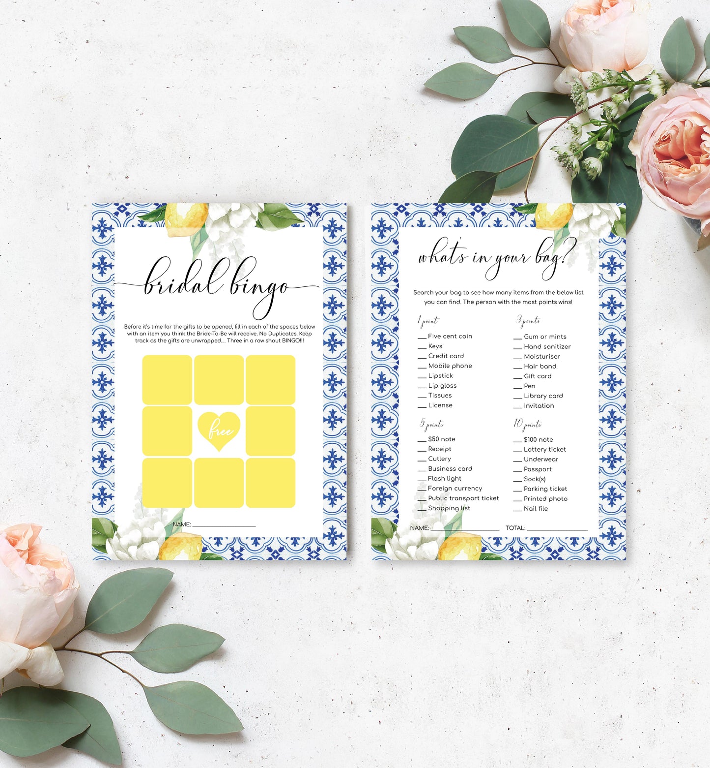 The Med Lemons | Printable Bridal Shower Games Bundle - Black Bow Studio
