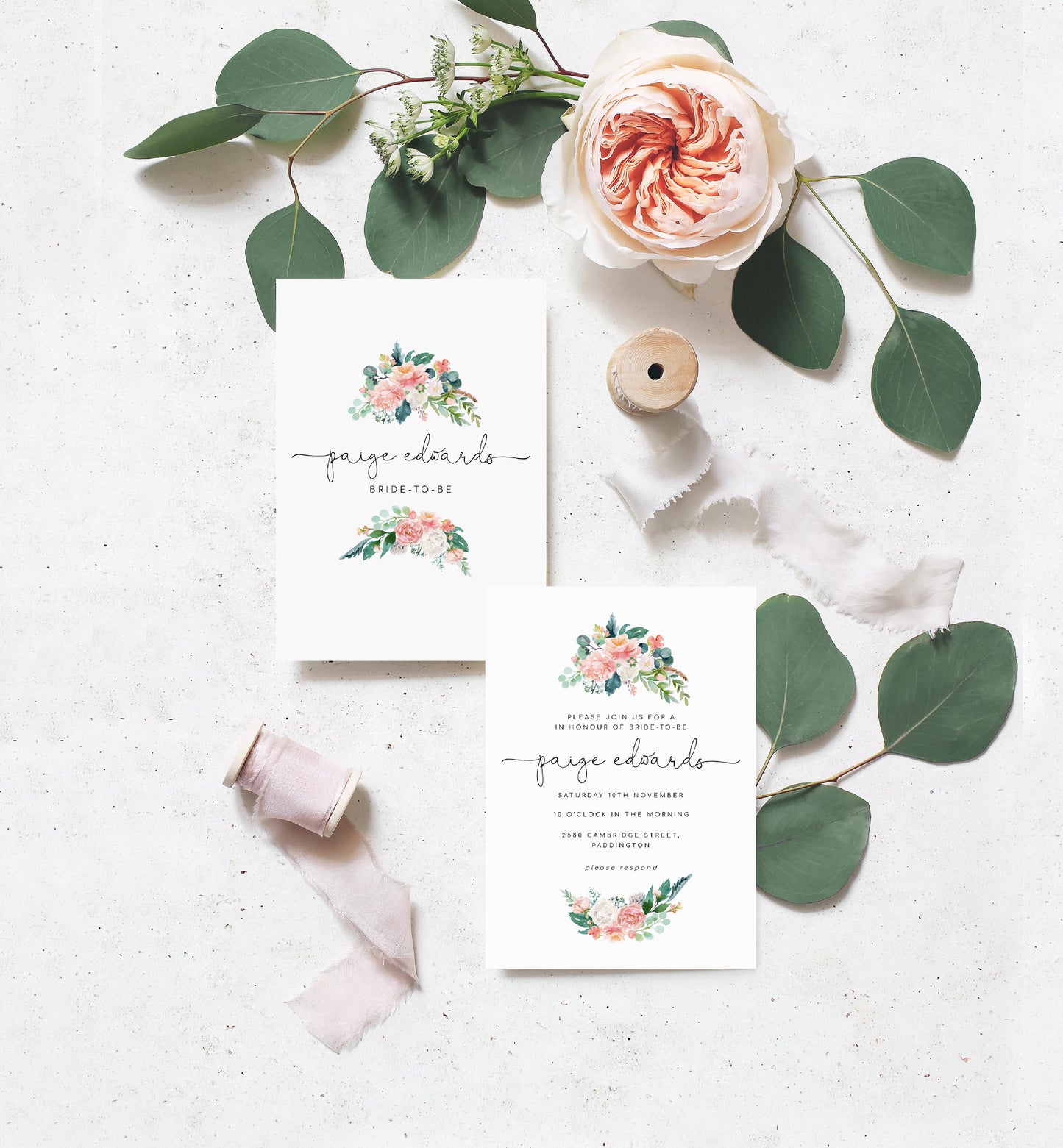 Afternoon Blooms | Printable Bridal Shower Invitation Suite Template - Black Bow Studio