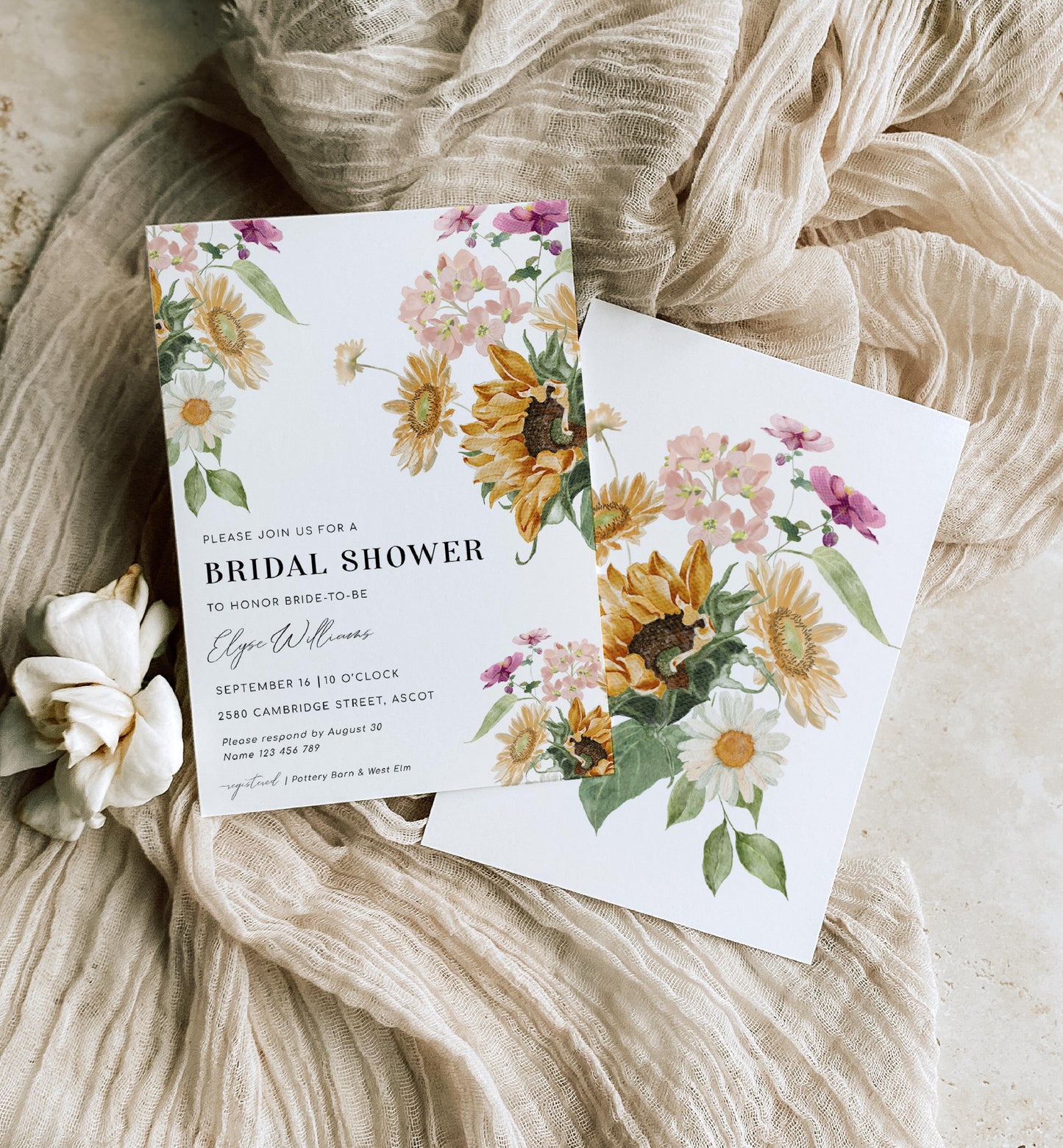 Mews Floral White | Printable Bridal Shower Invitation