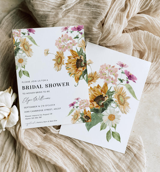 Mews Floral White | Printable Bridal Shower Invitation