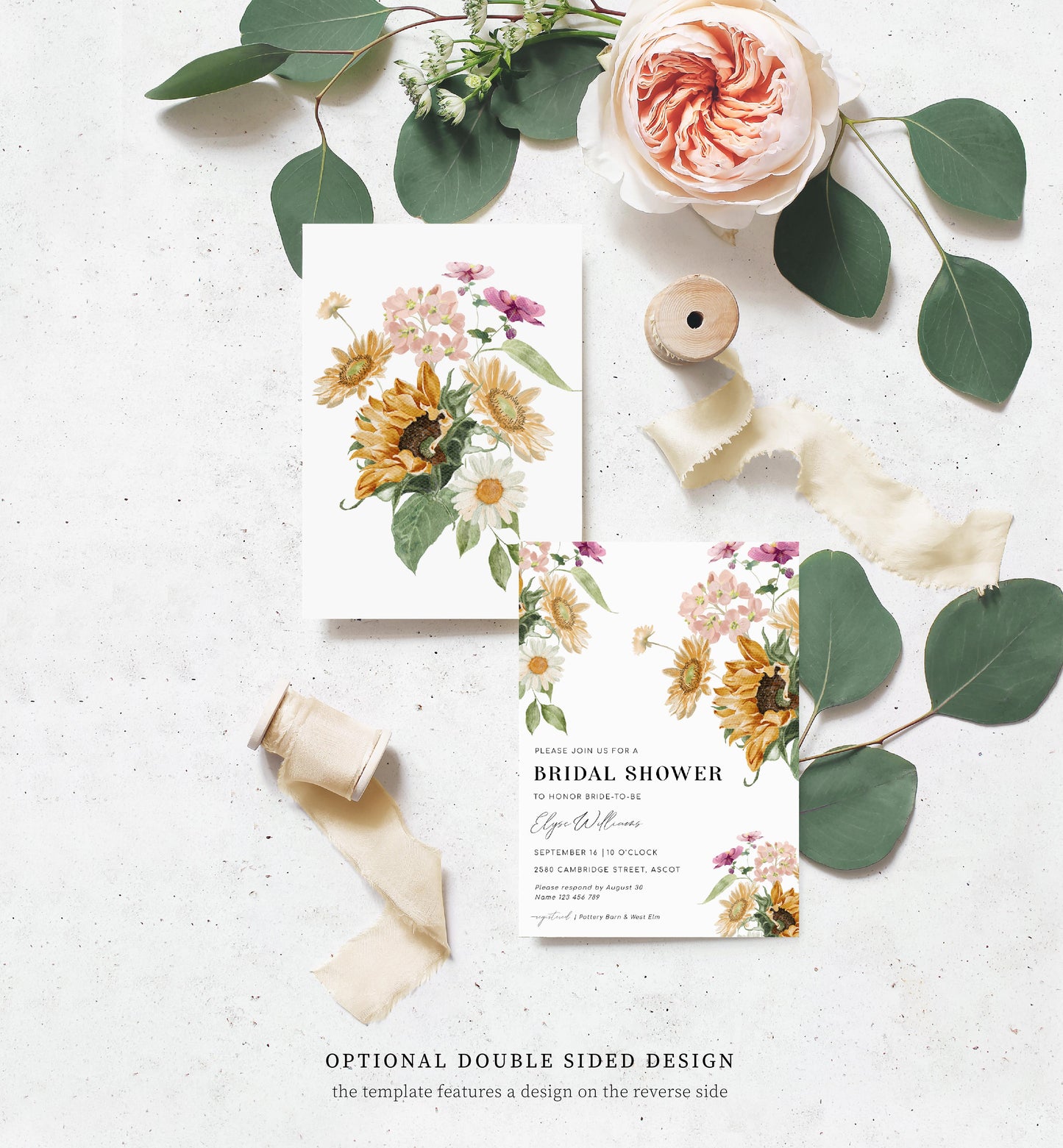 Mews Floral White | Printable Bridal Shower Invitation