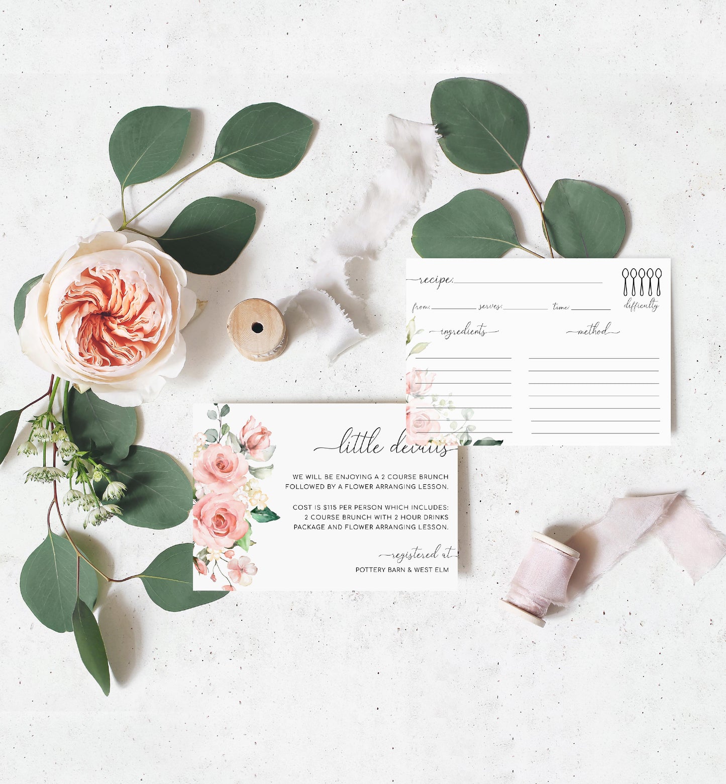 Darcy Floral Pink | Printable Bridal Shower Invitation Suite Template - Black Bow Studio