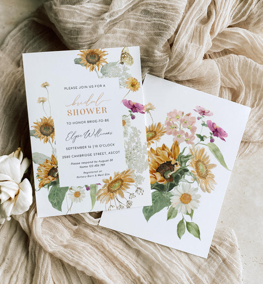 Mews Floral White | Printable Bridal Shower Invitation