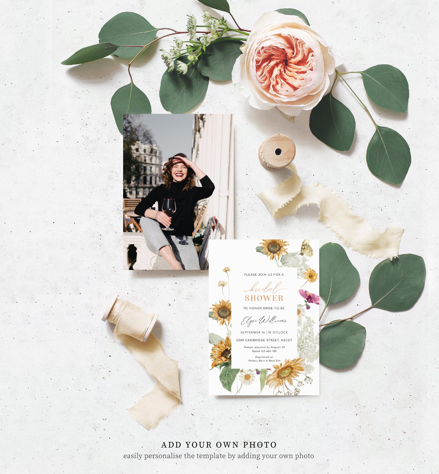 Mews Floral White | Printable Bridal Shower Invitation