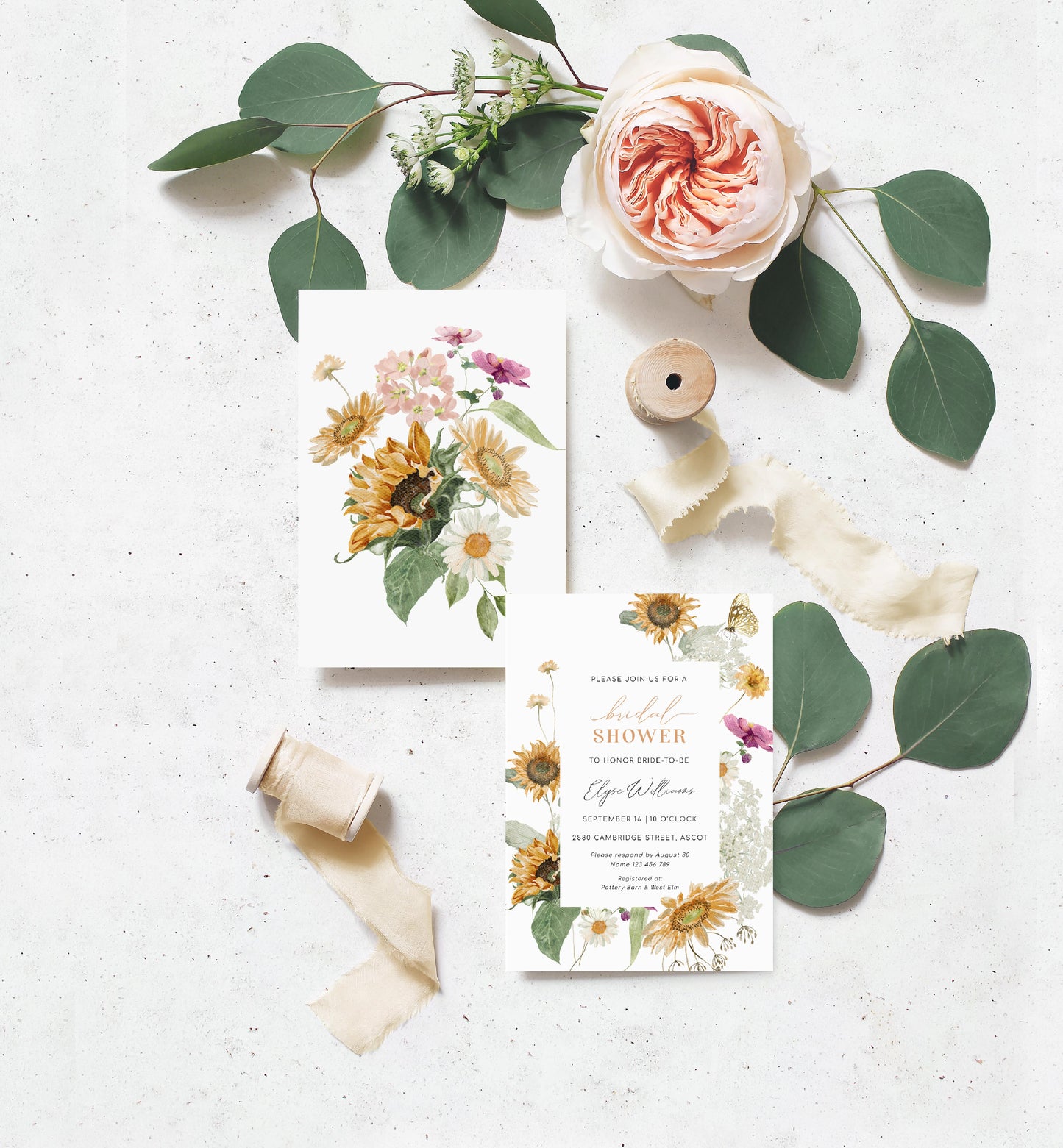 Mews Floral White | Printable Bridal Shower Invitation