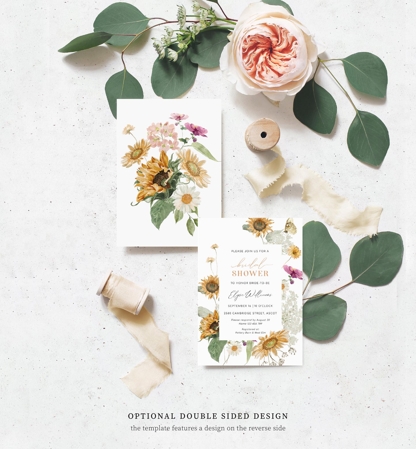 Mews Floral White | Printable Bridal Shower Invitation