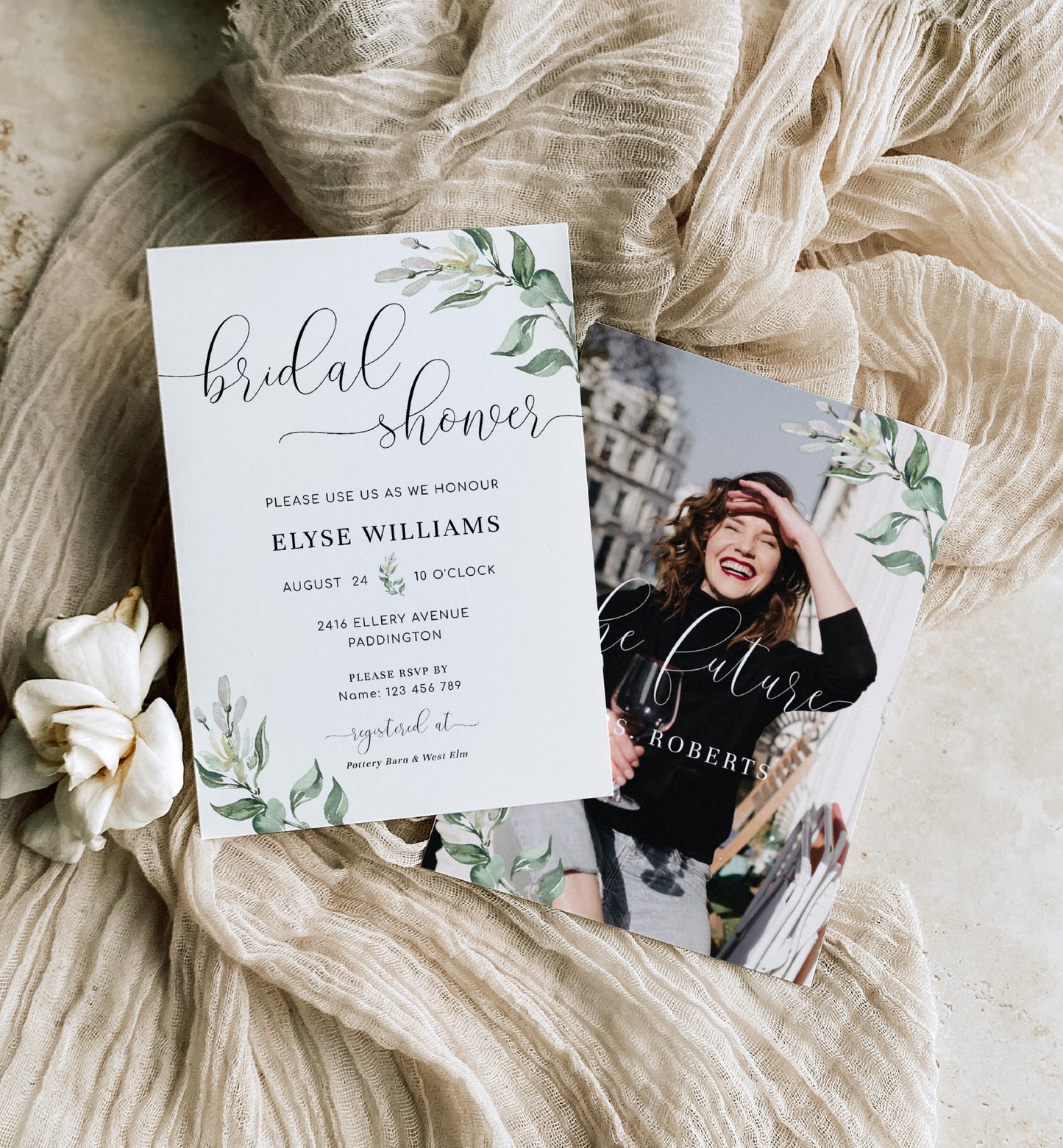 Muted Greenery | Printable Bridal Shower Invitation