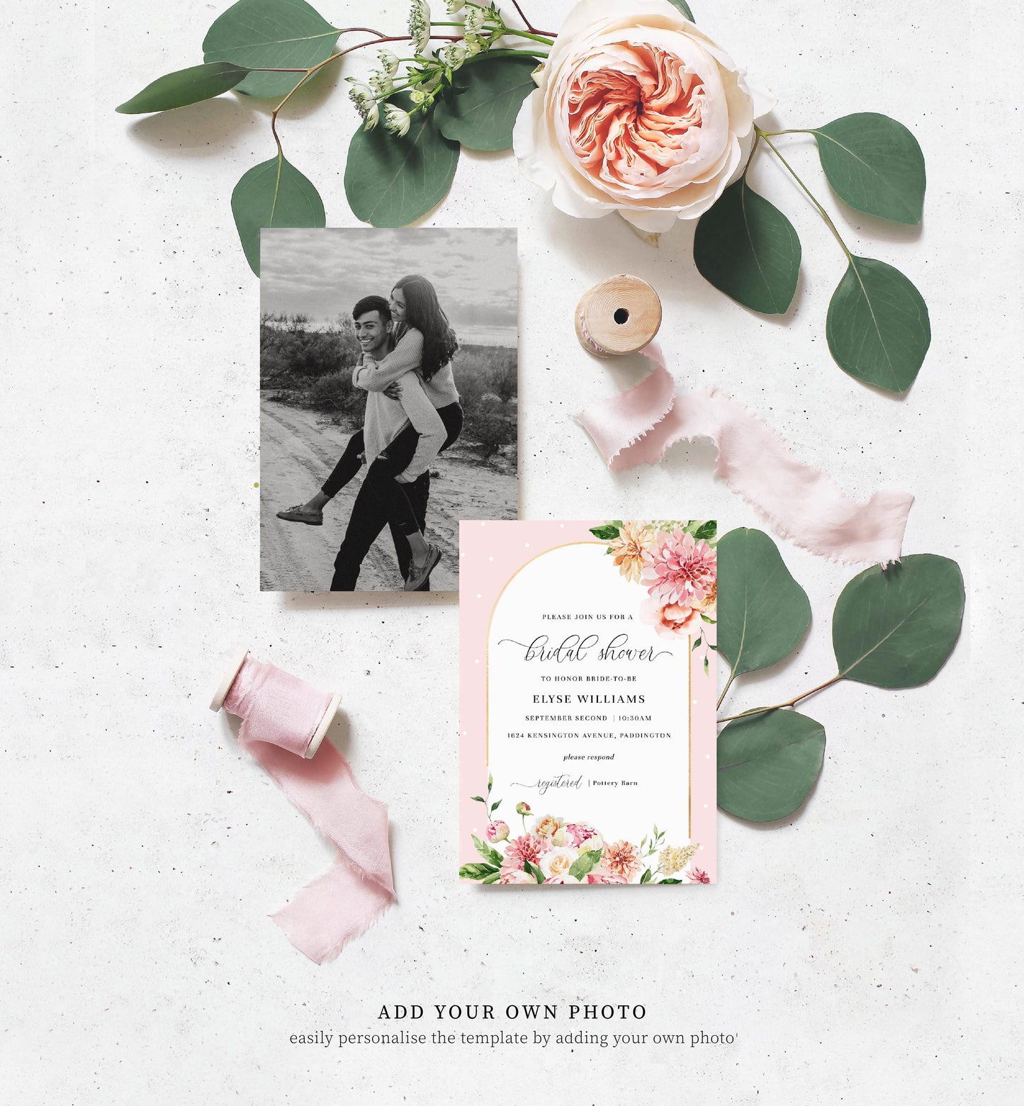 Quinn Floral Pink | Printable Bridal Shower Invitation Suite