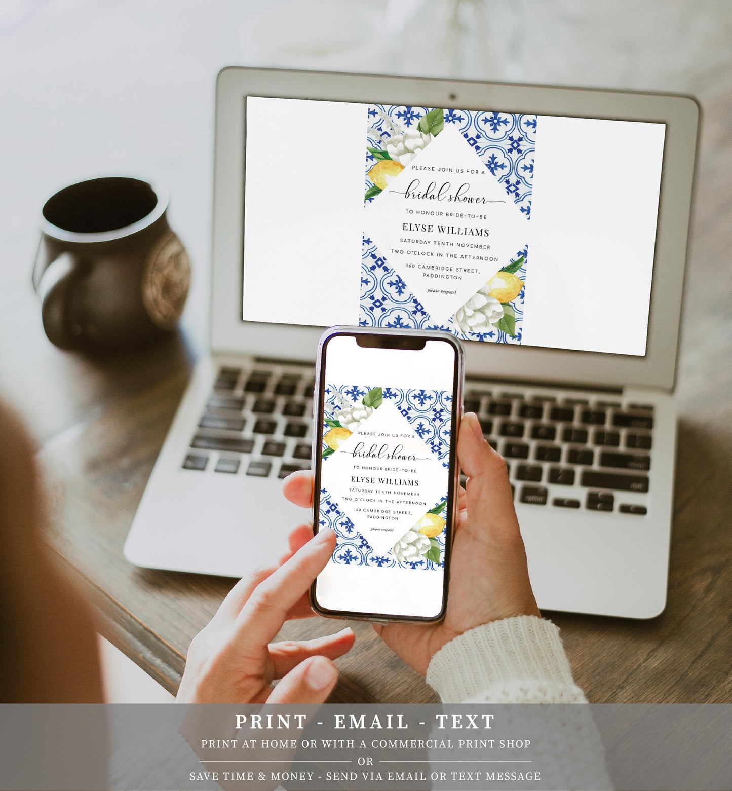 The Med Lemons | Printable Bridal Shower Invitation Suite - Black Bow Studio