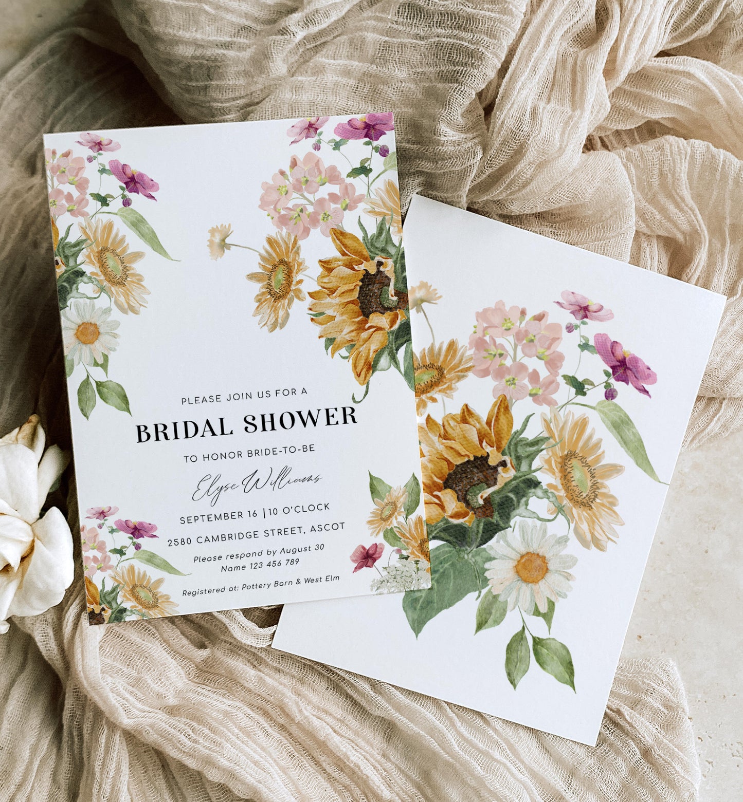 Mews Floral White | Printable Bridal Shower Invitation