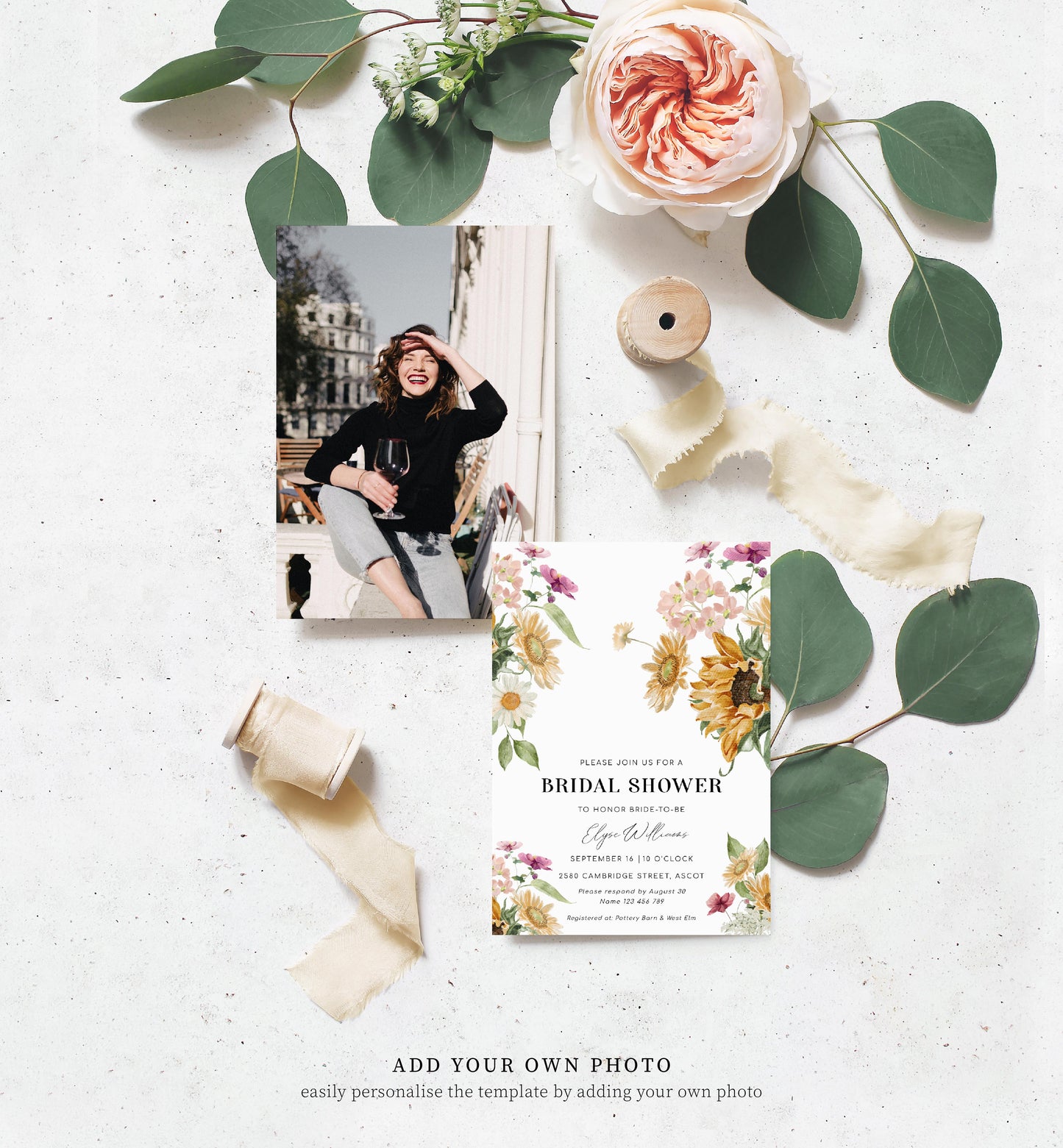 Mews Floral White | Printable Bridal Shower Invitation