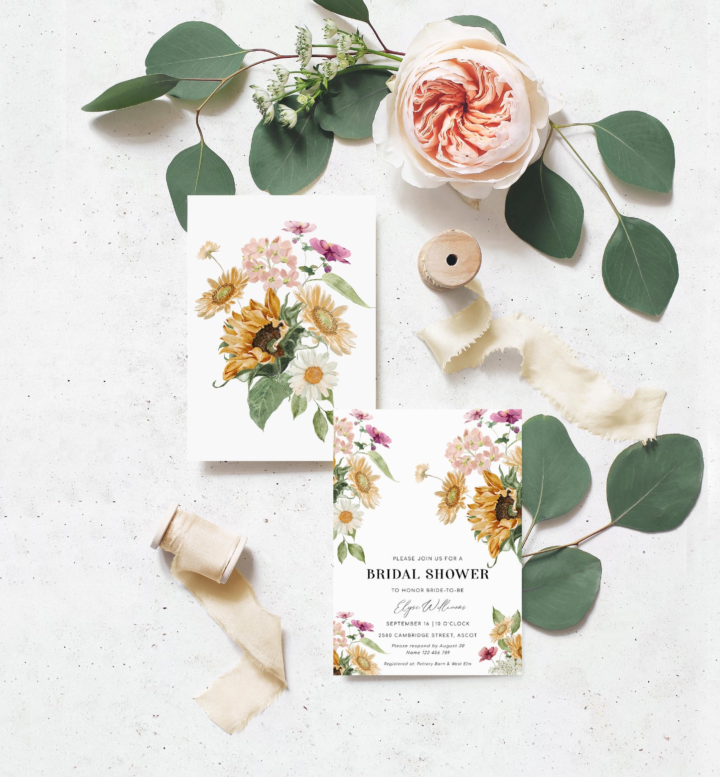 Mews Floral White | Printable Bridal Shower Invitation