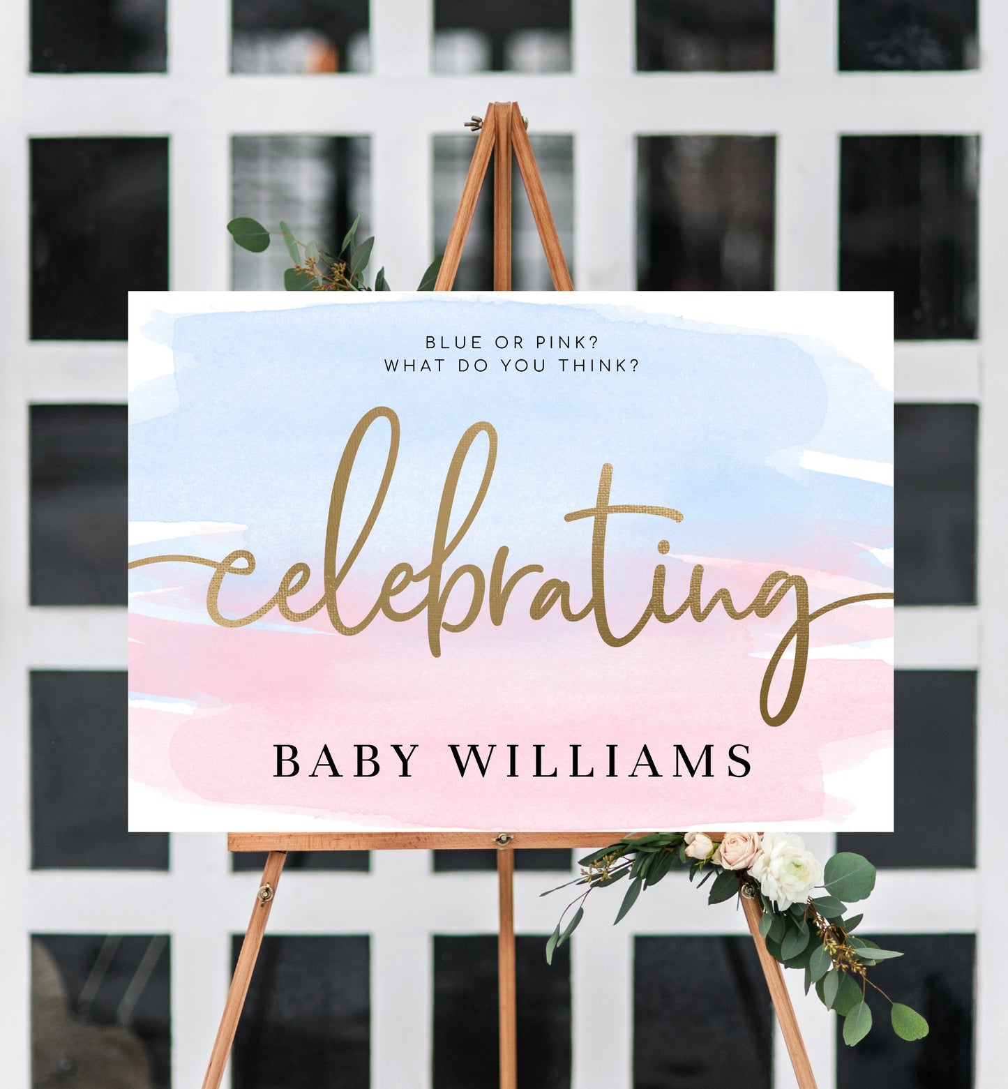 Watercolour Pink Blue | Printable Celebrating Welcome Sign