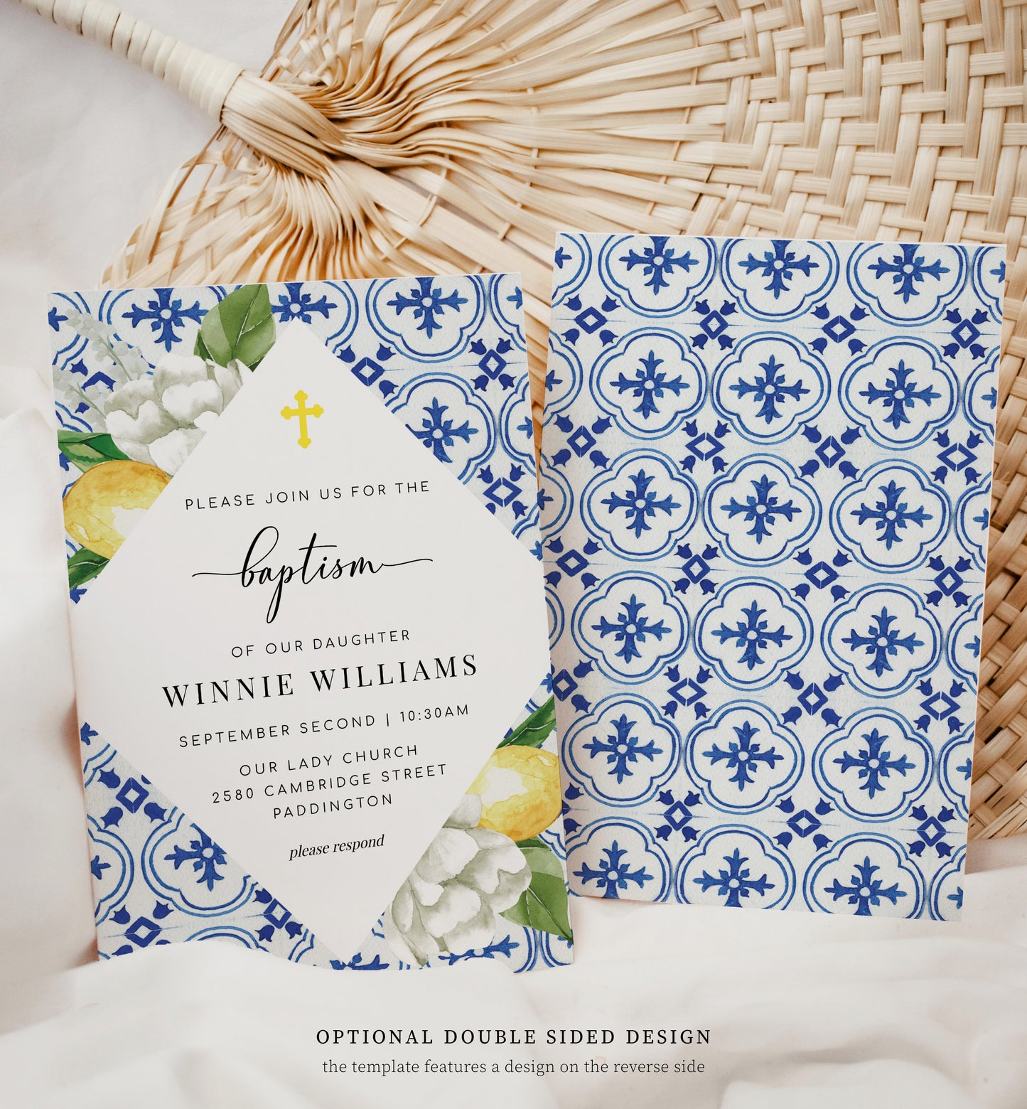 The Med Lemons | Printable Baptism Invitation Template