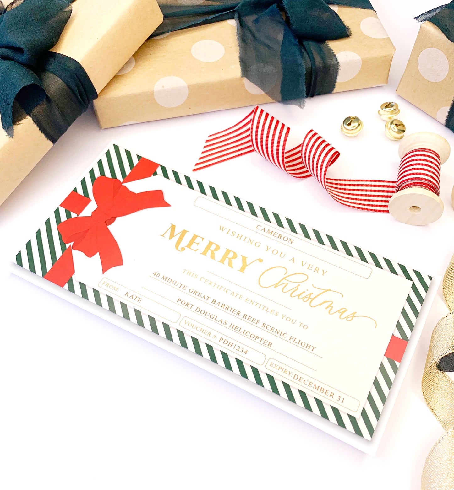 Stripe Green Red | Christmas Gift Voucher