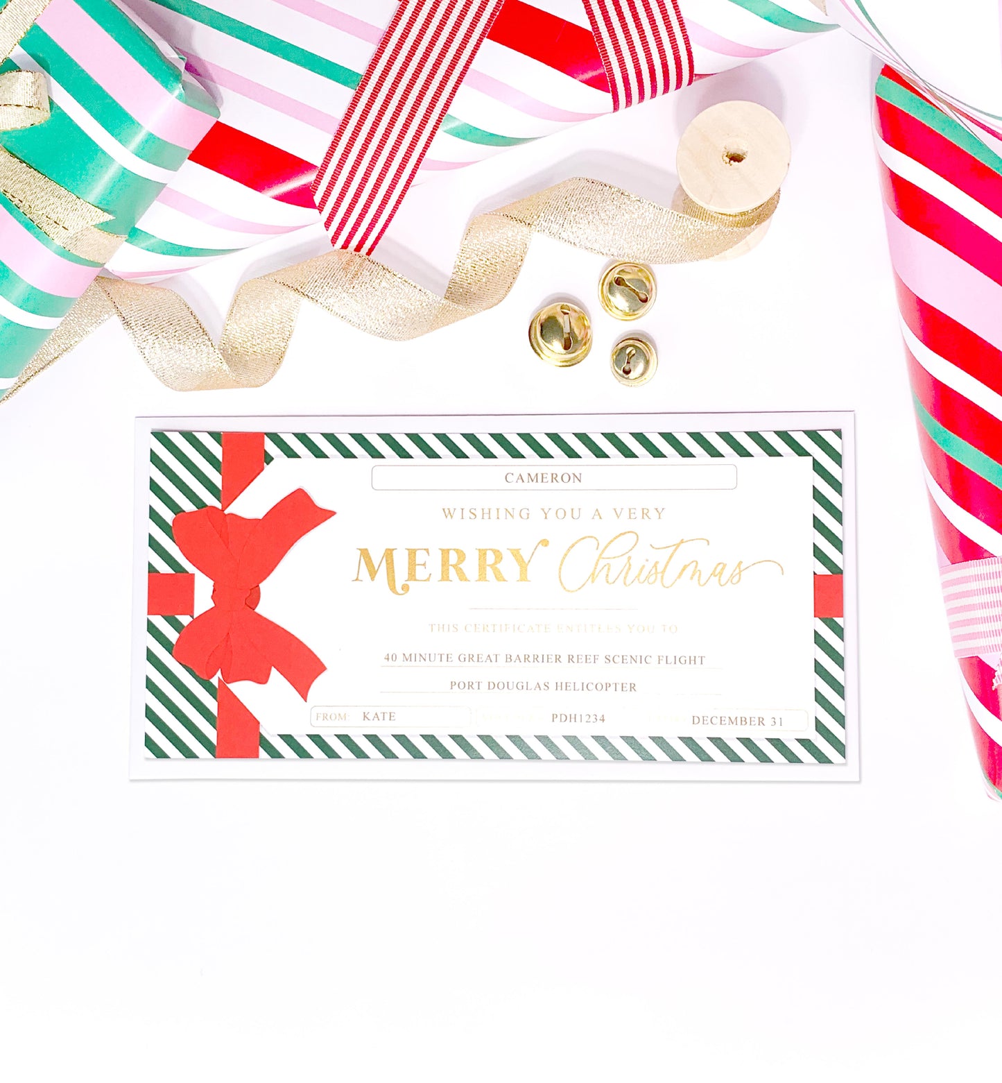 Stripe Green Red | Christmas Gift Voucher