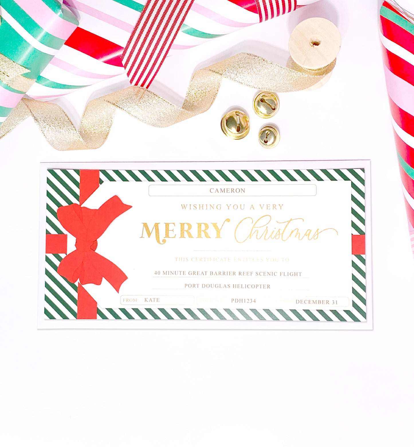 Stripe Green Red | Christmas Gift Voucher