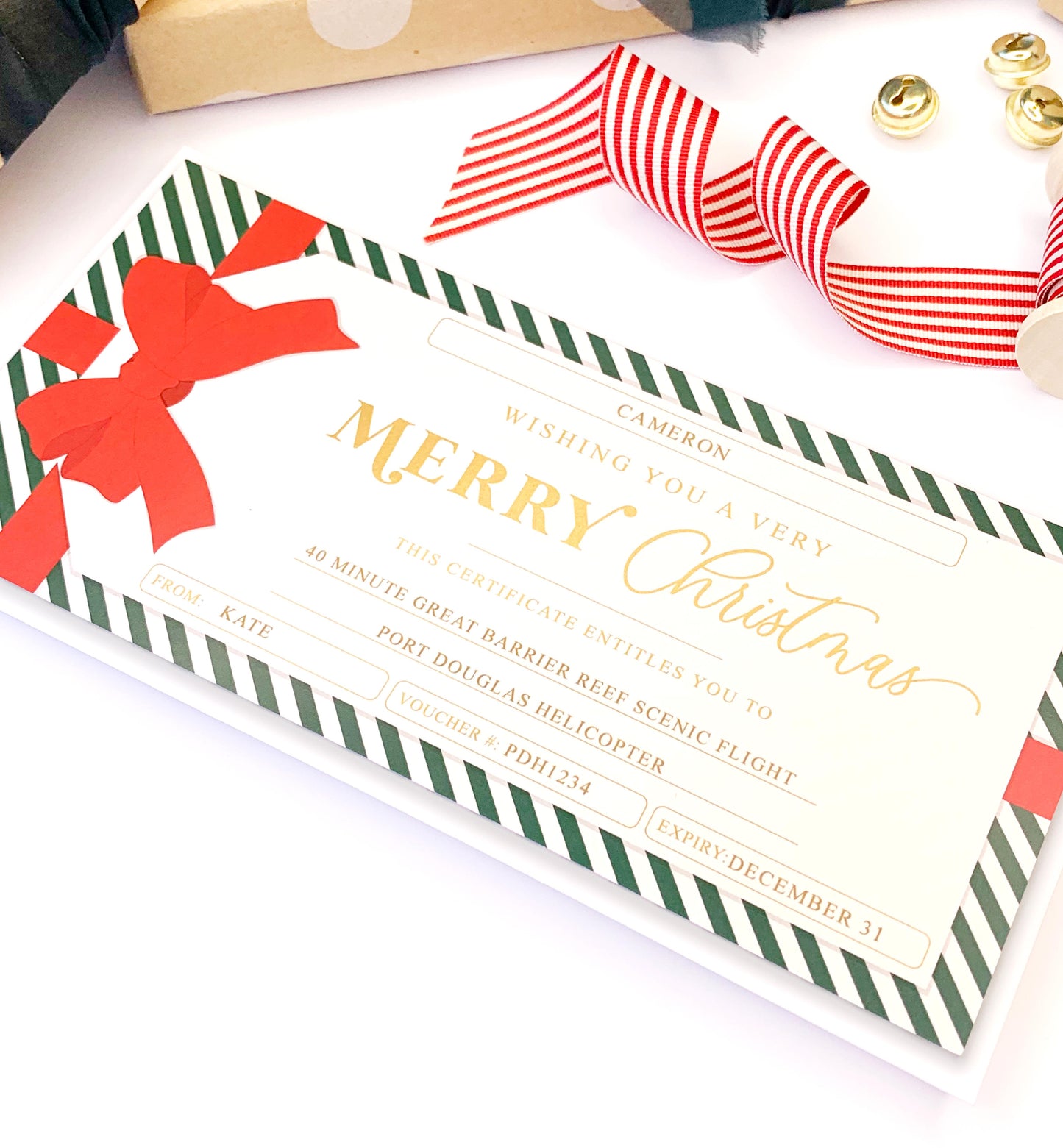 Stripe Green Red | Christmas Gift Voucher