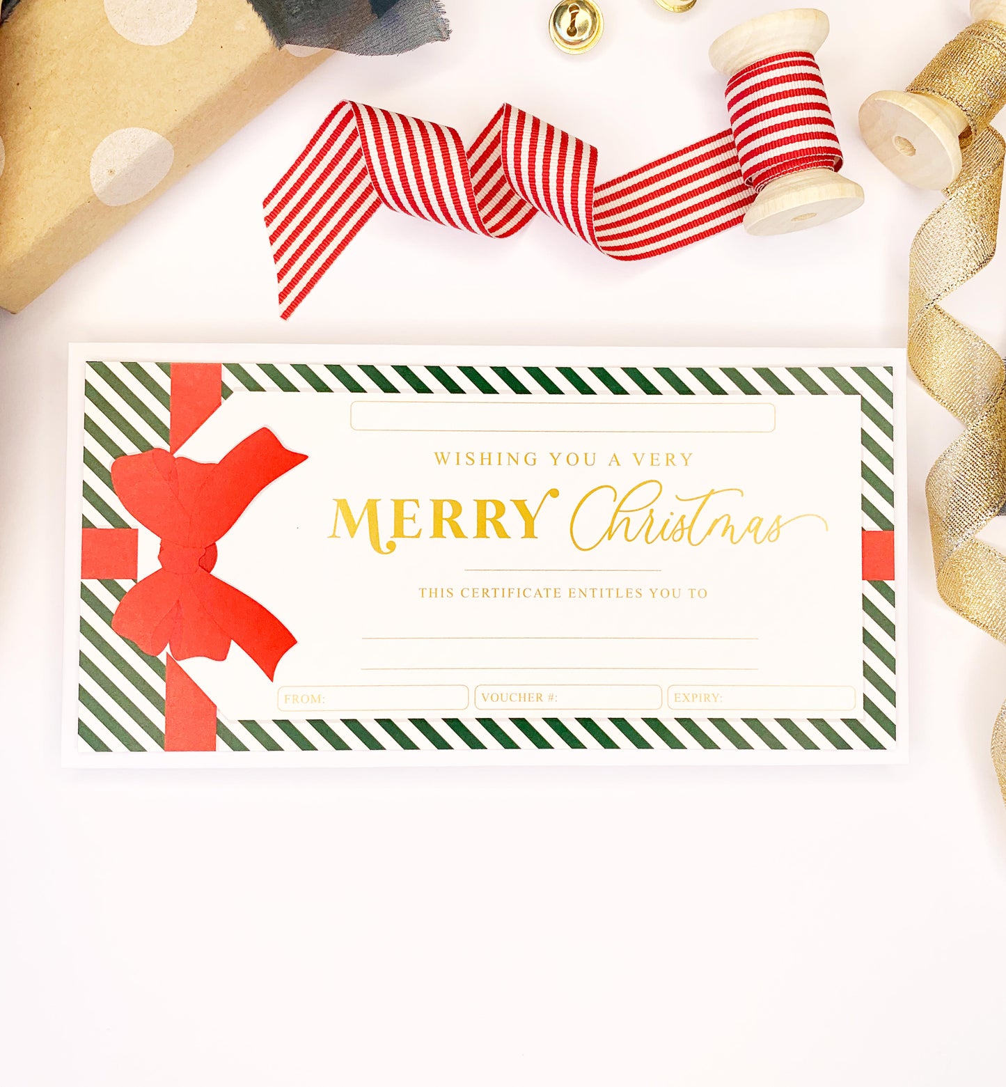 Stripe Green Red | Christmas Gift Voucher
