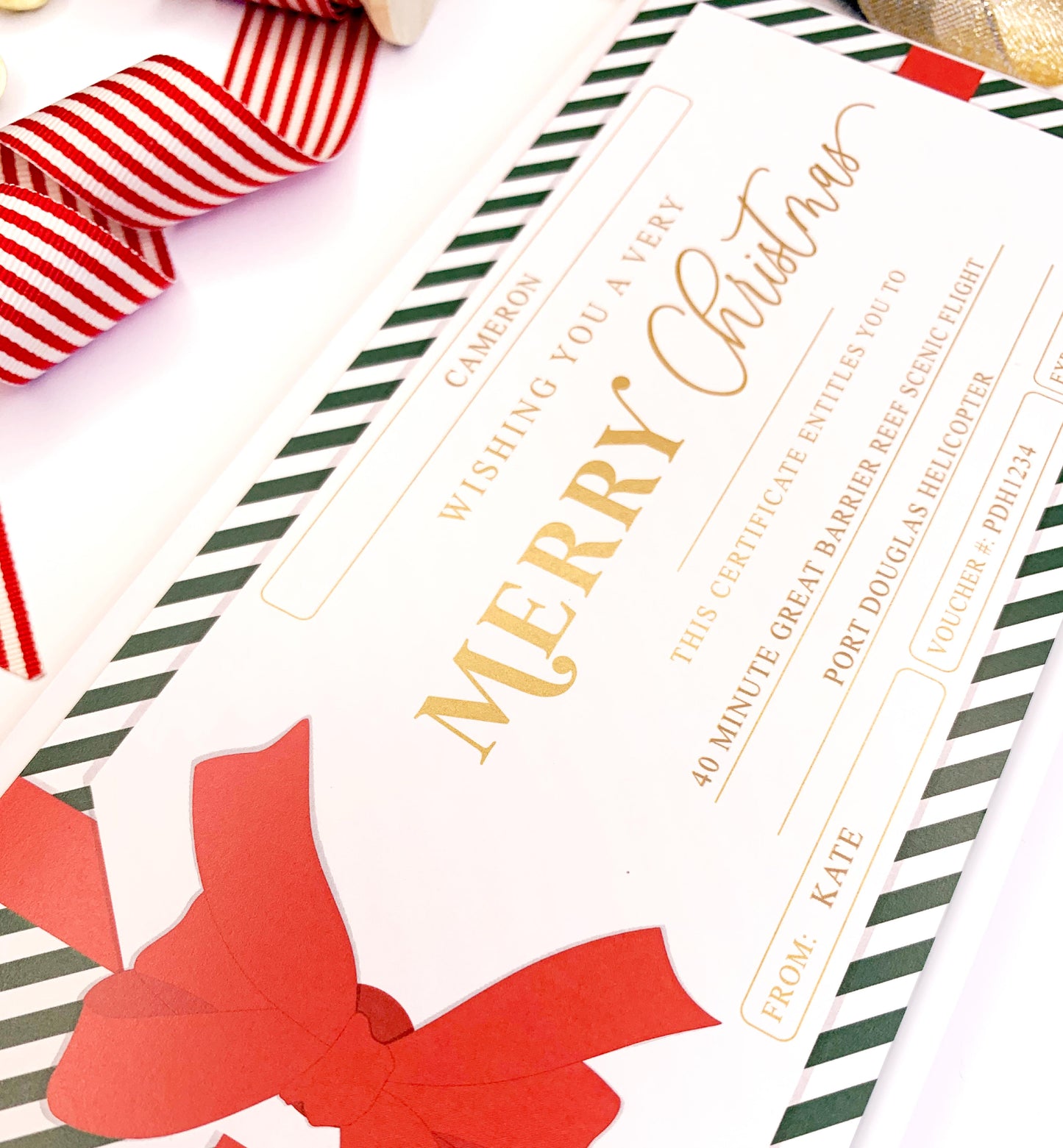 Stripe Green Red | Christmas Gift Voucher