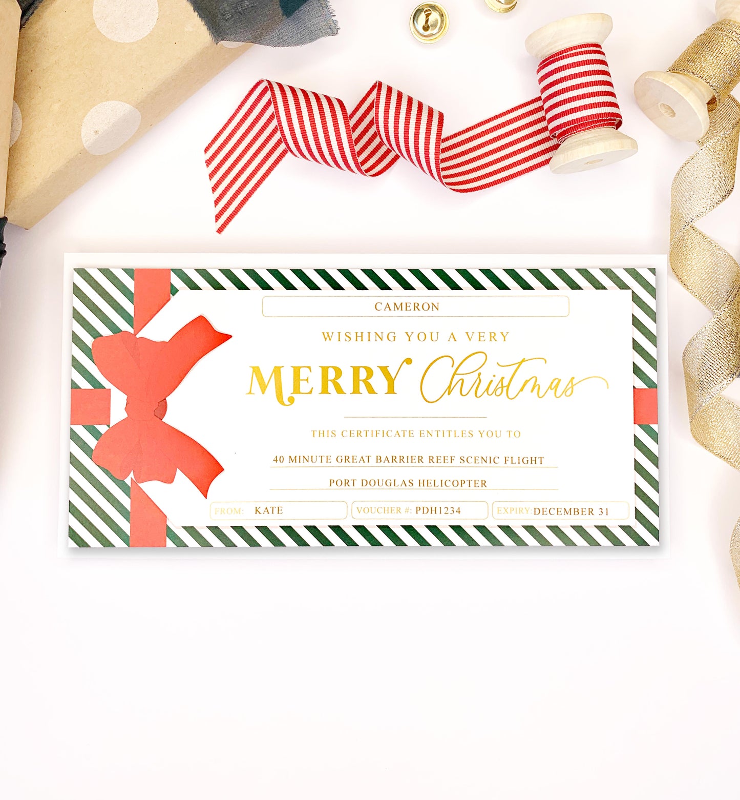 Stripe Green Red | Christmas Gift Voucher